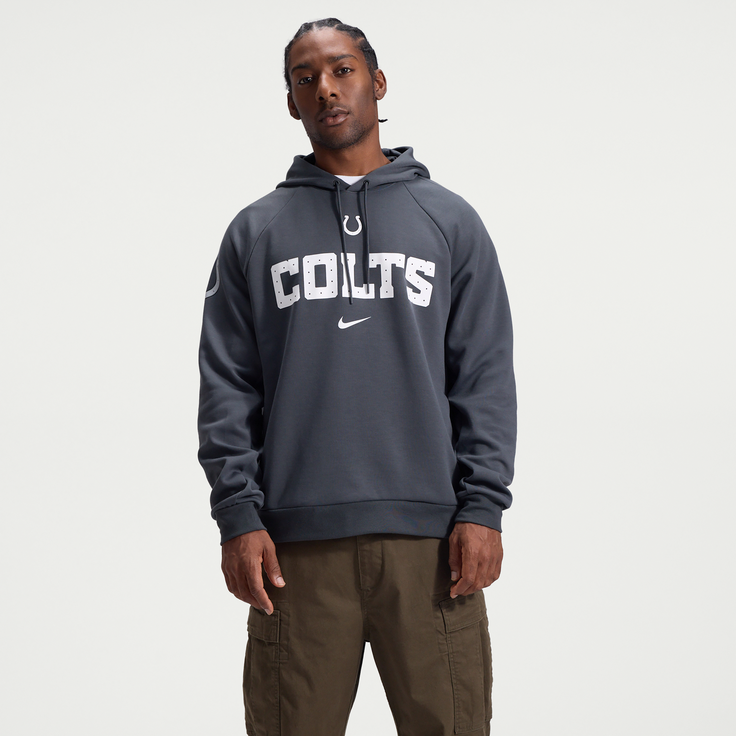 Indianapolis Colts Rivalries Collection Primary Nike Men's Dri-FIT NFL Pullover Hoodie in Grey | 03EJ06F98-C6D