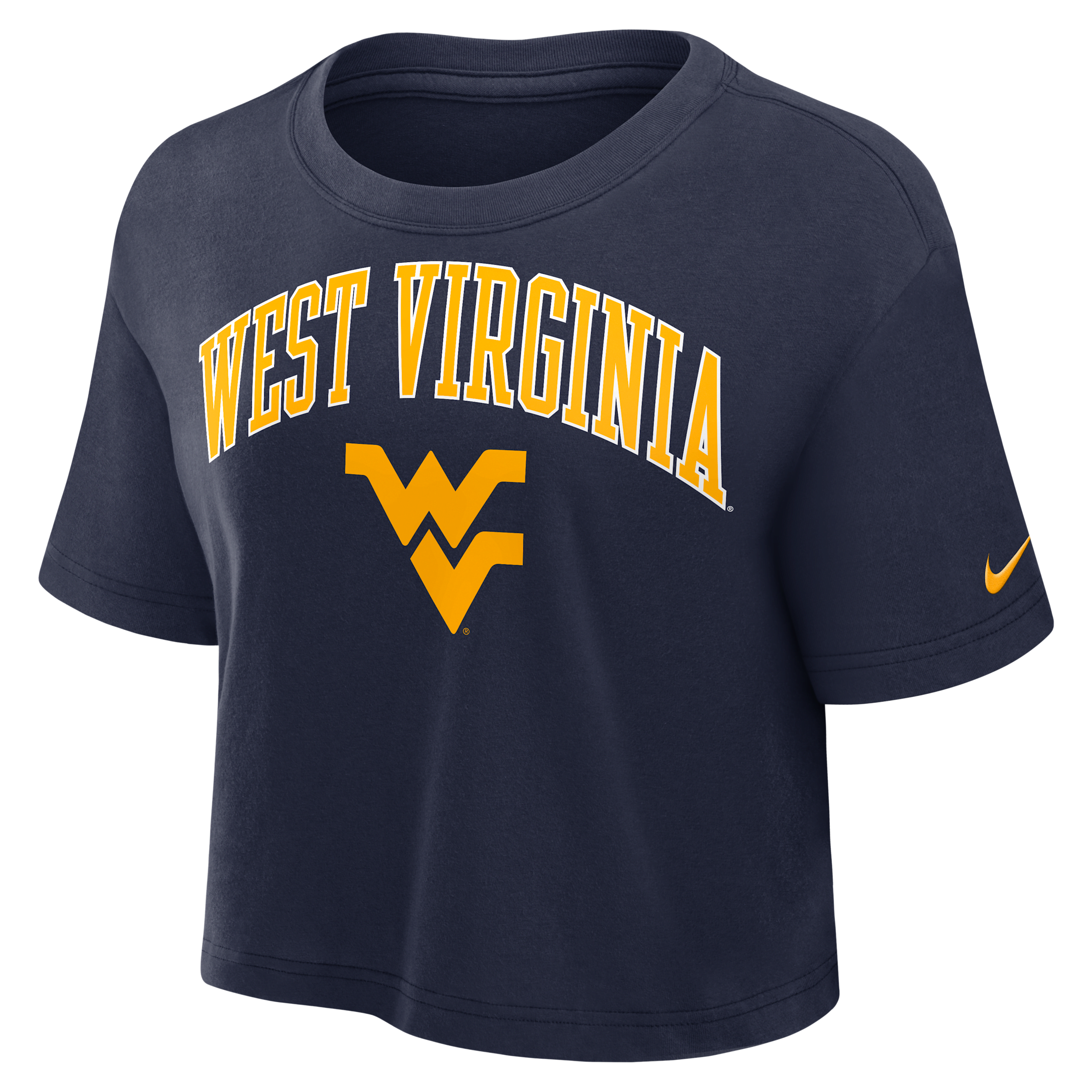 Nike Navy West Virginia Mountaineers Power Pursuit Athletic Prep Arch Performance Cropped T-shirt
