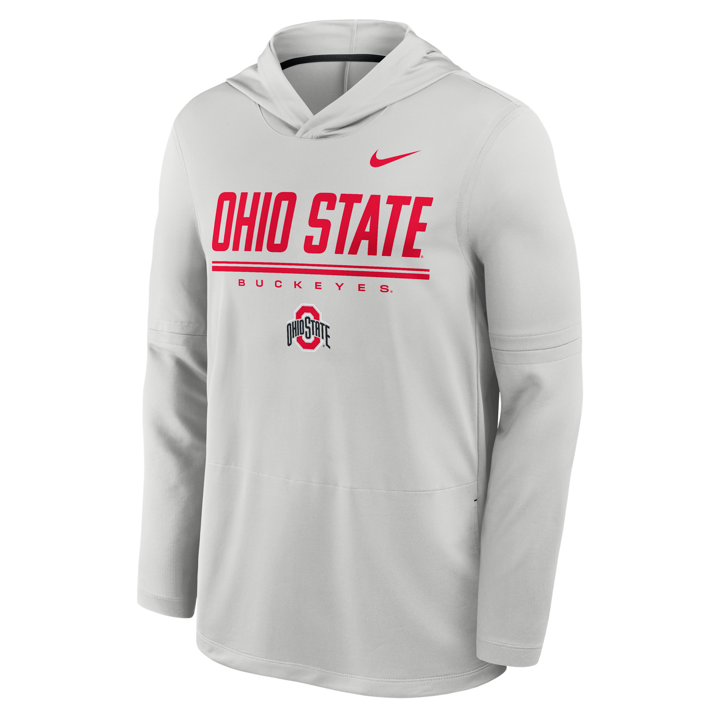 Nike Men's Gray Ohio State Buckeyes 2026 Sideline Lightweight Long Sleeve Hooded Dri-fit T-Shirt - Gray, Black
