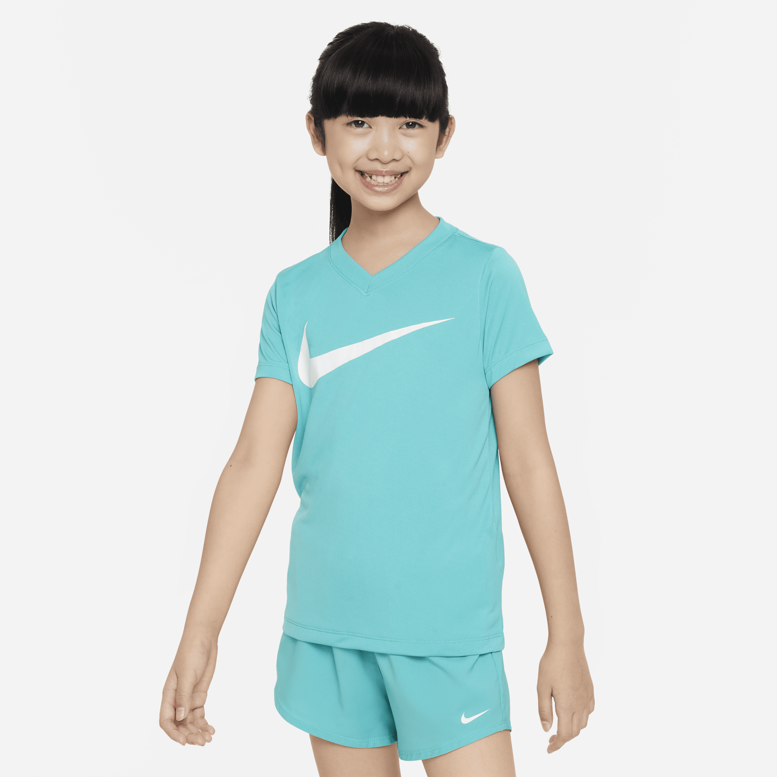 Nike Dri-fit Legend Big Kids' (girls') V-neck Training T-shirt In Green