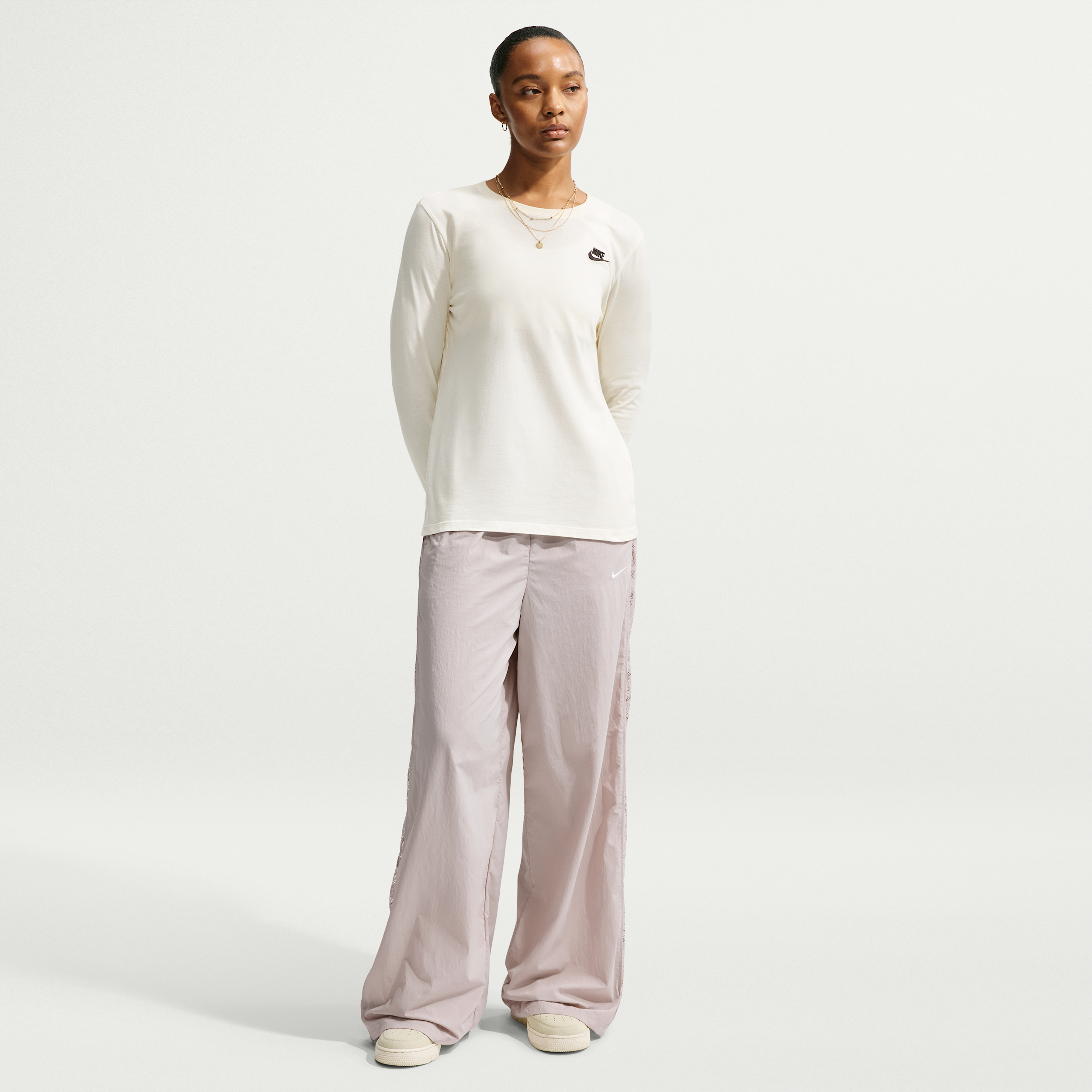 Women's Nike Sportswear Loose Mid-Rise Lace Track Pants in Brown | IU1983-236