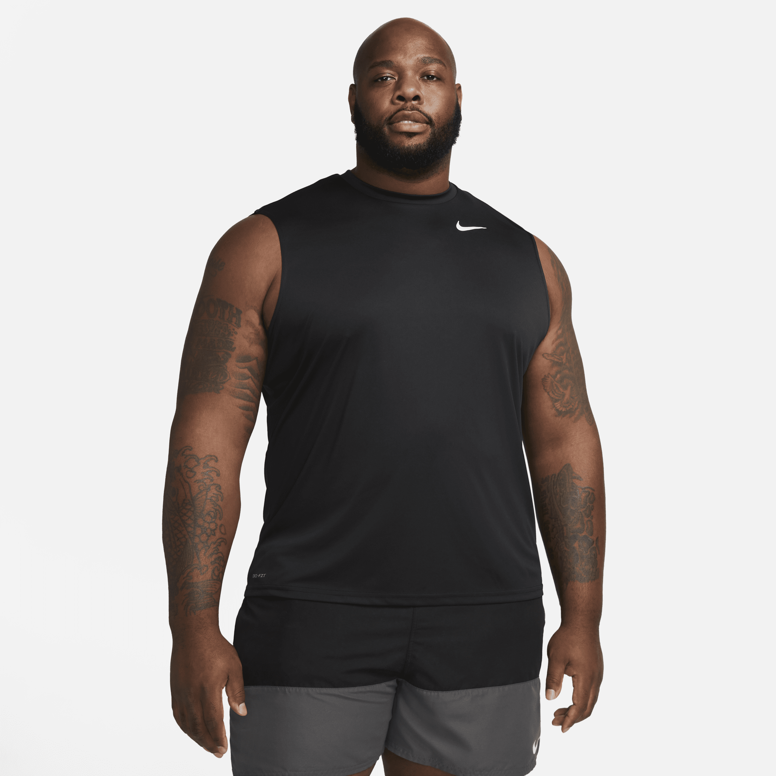 Nike Men's Dri-fit Sleeveless Swim Hydroguard (extended Size) In Black