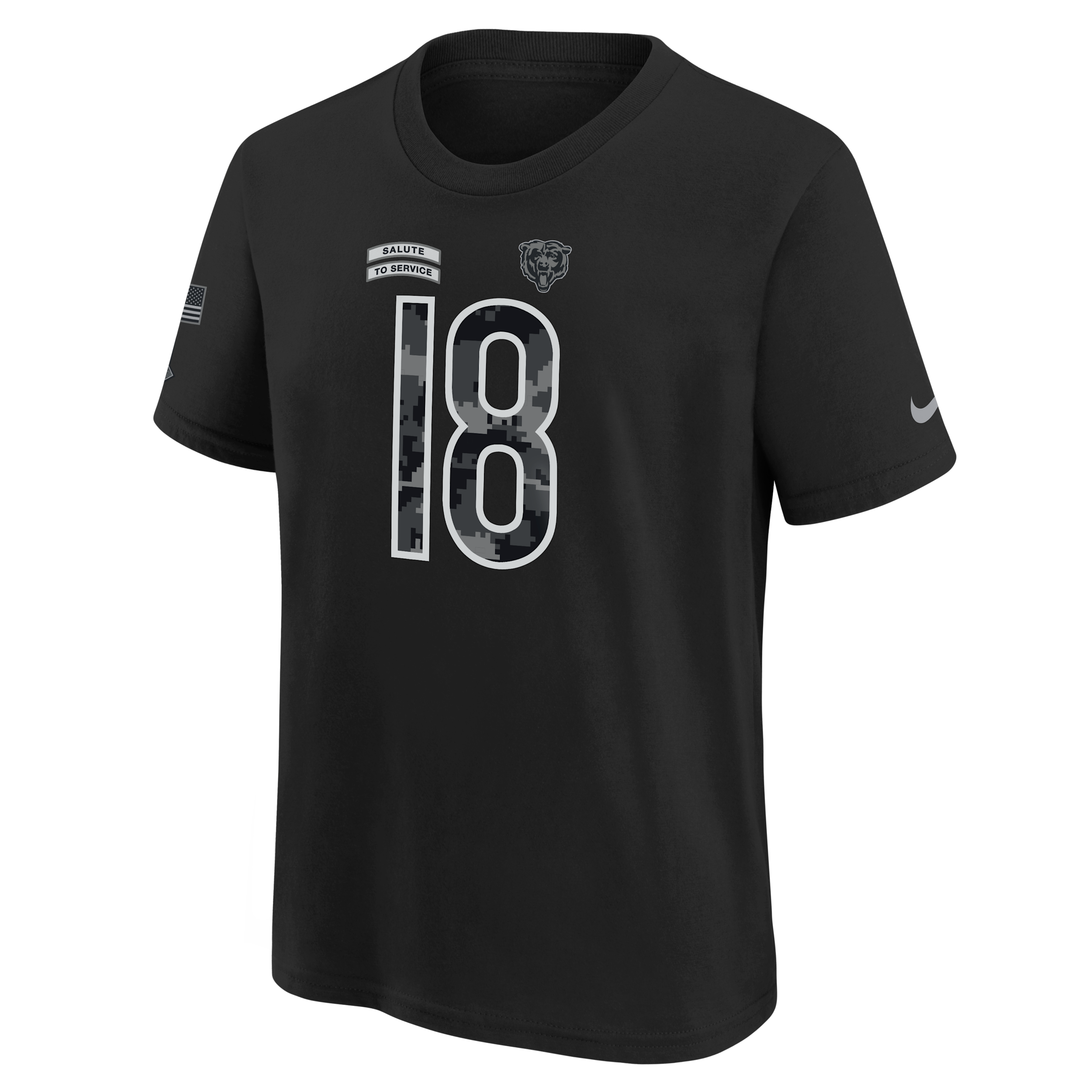 Caleb Williams Chicago Bears Salute to Service Big Kids' Nike NFL T-Shirt in Black | Z1B7NFRCBRSWC-NAW