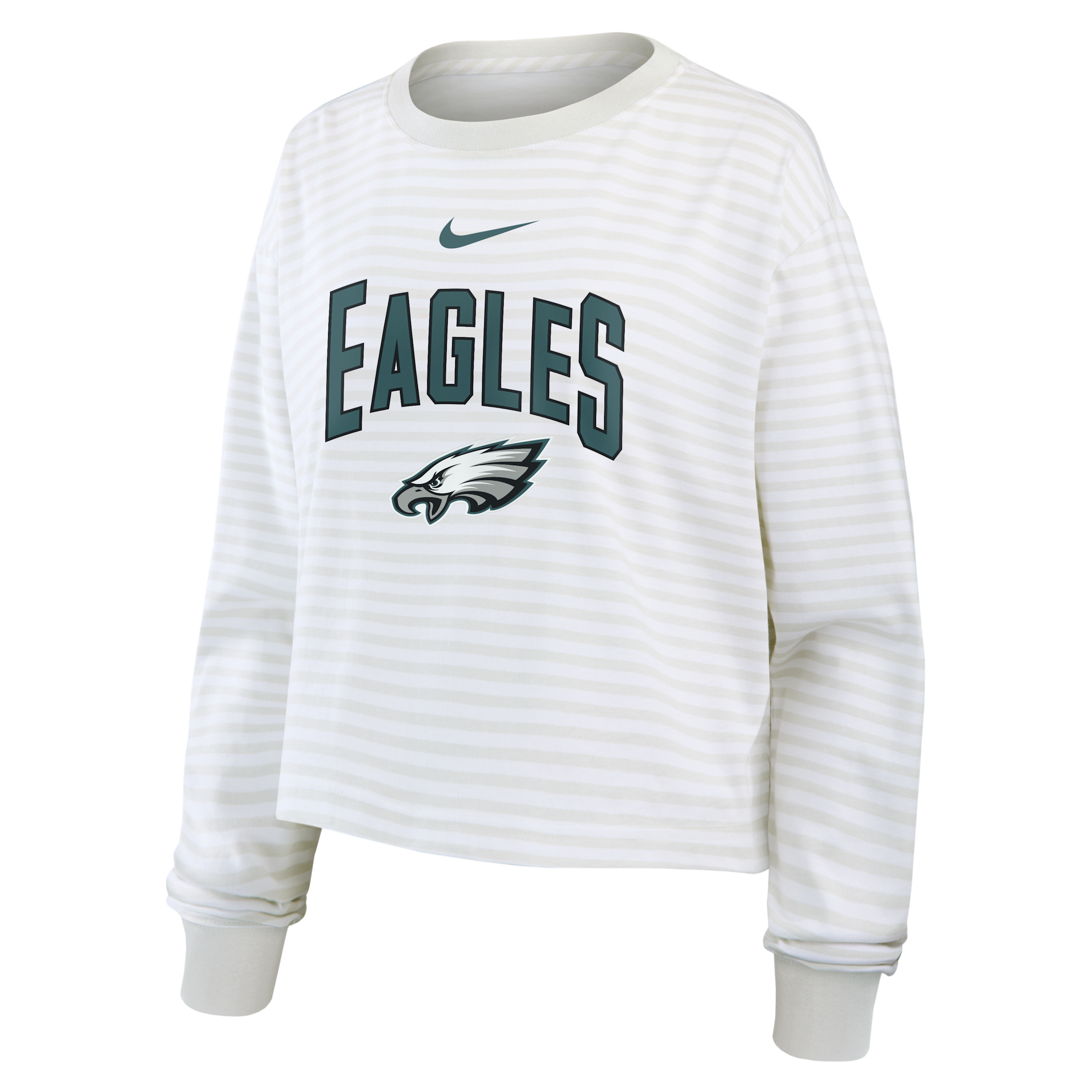 Philadelphia Eagles Primetime Nike Women's Cropped Long-Sleeve T-Shirt in White | 05KV0CEB86-PFN