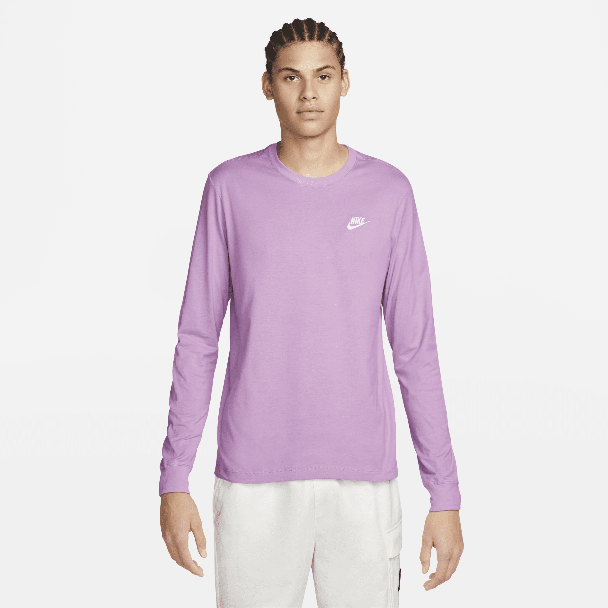 Nike Men's  Sportswear Club Long-sleeve T-shirt In Purple