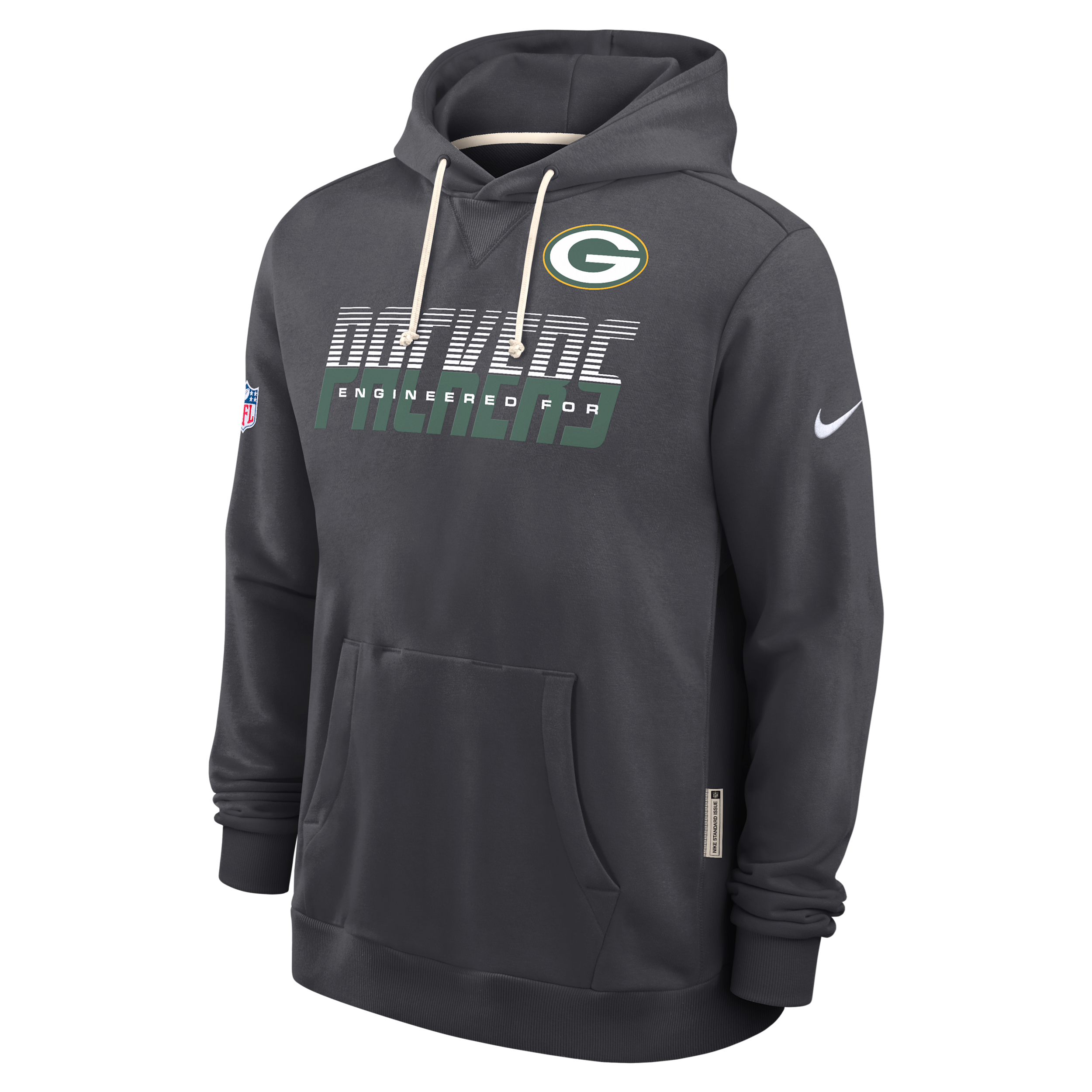 Green Bay Packers Sideline Standard Issue Nike Men's Dri-FIT NFL Pullover Hoodie in Grey | 03AZ06F7T-SX8