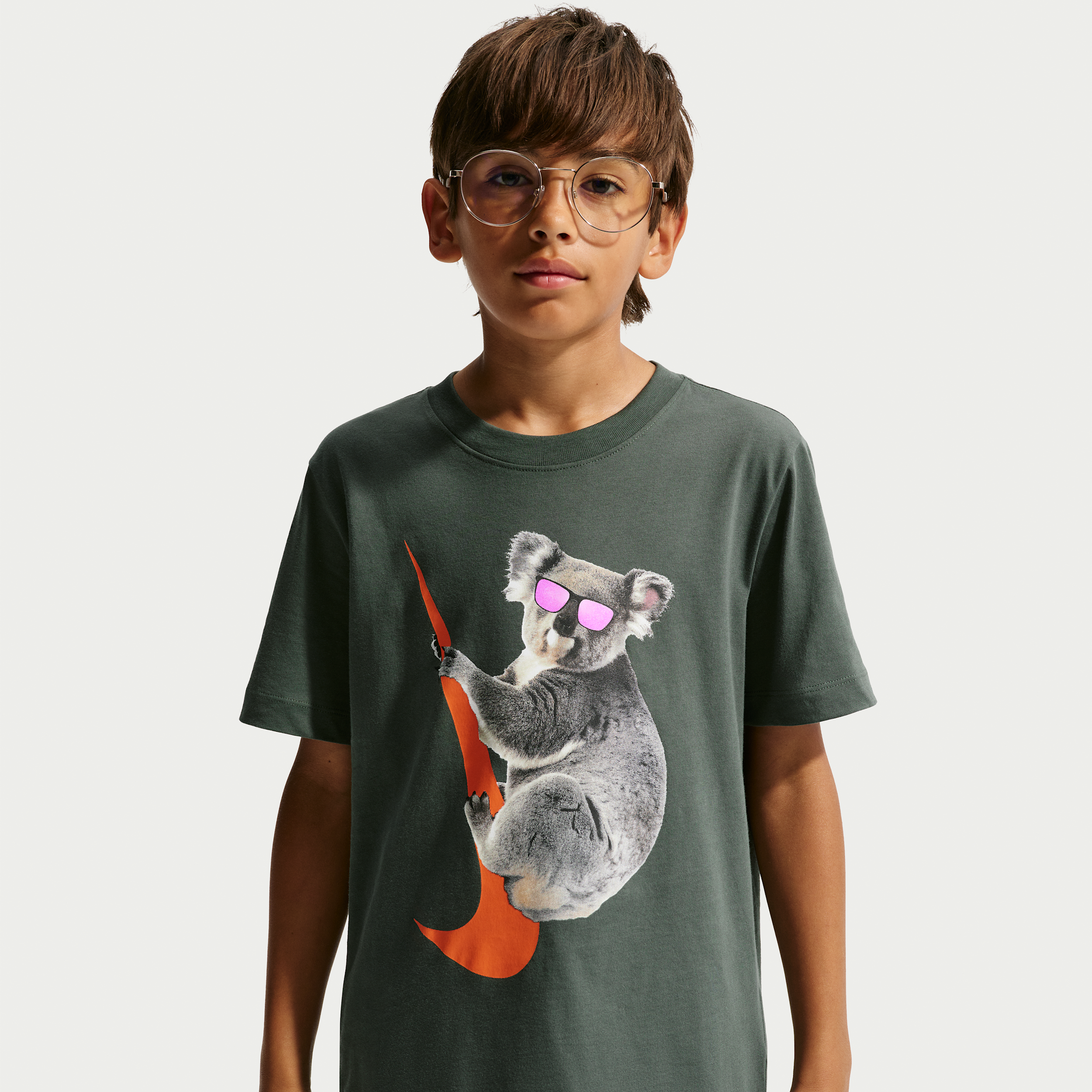 Boys Nike NSW koala Graphic T-Shirt - Boys' Grade School Green/Orange Size S