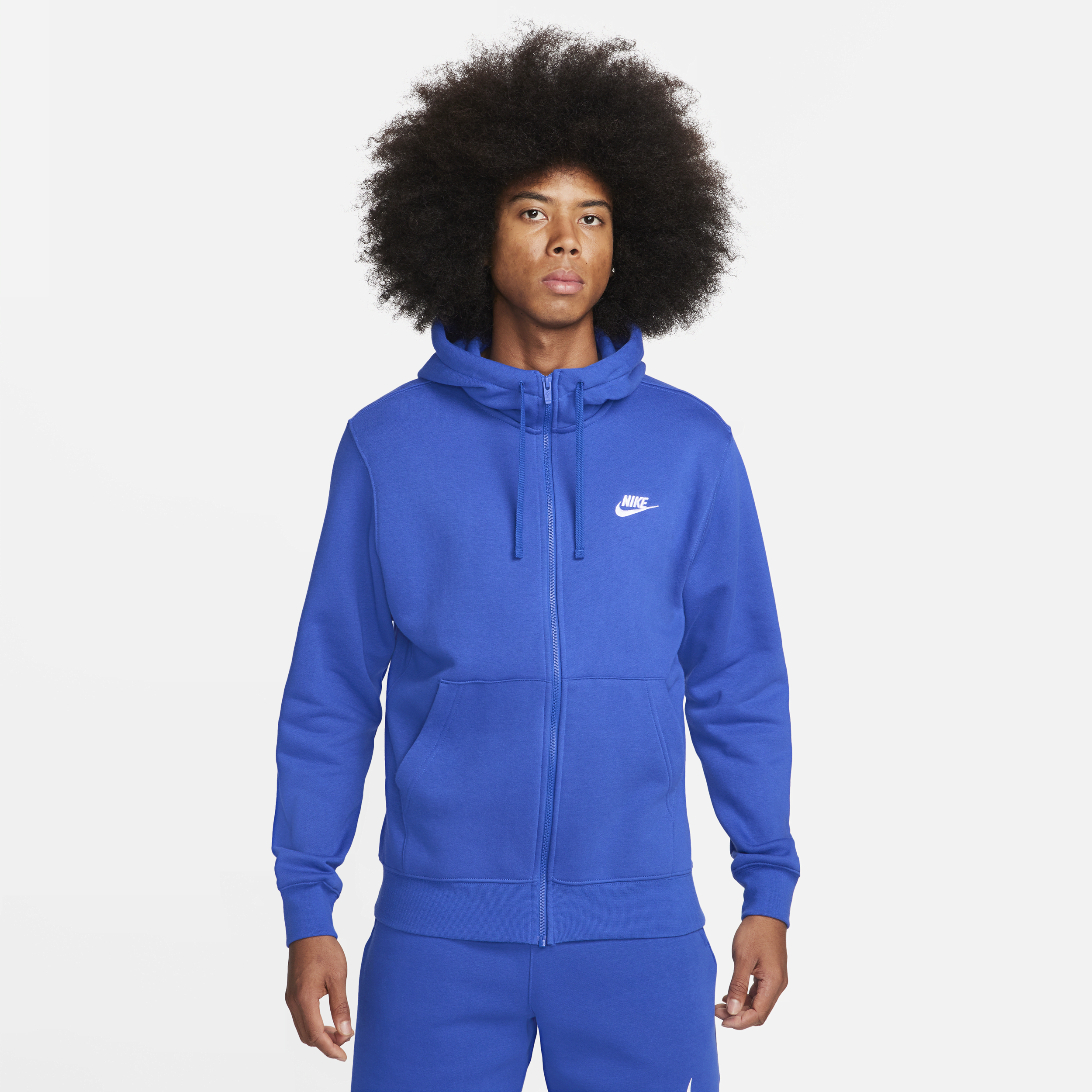 Shop Nike Men's  Sportswear Club Fleece Full-zip Hoodie In Blue