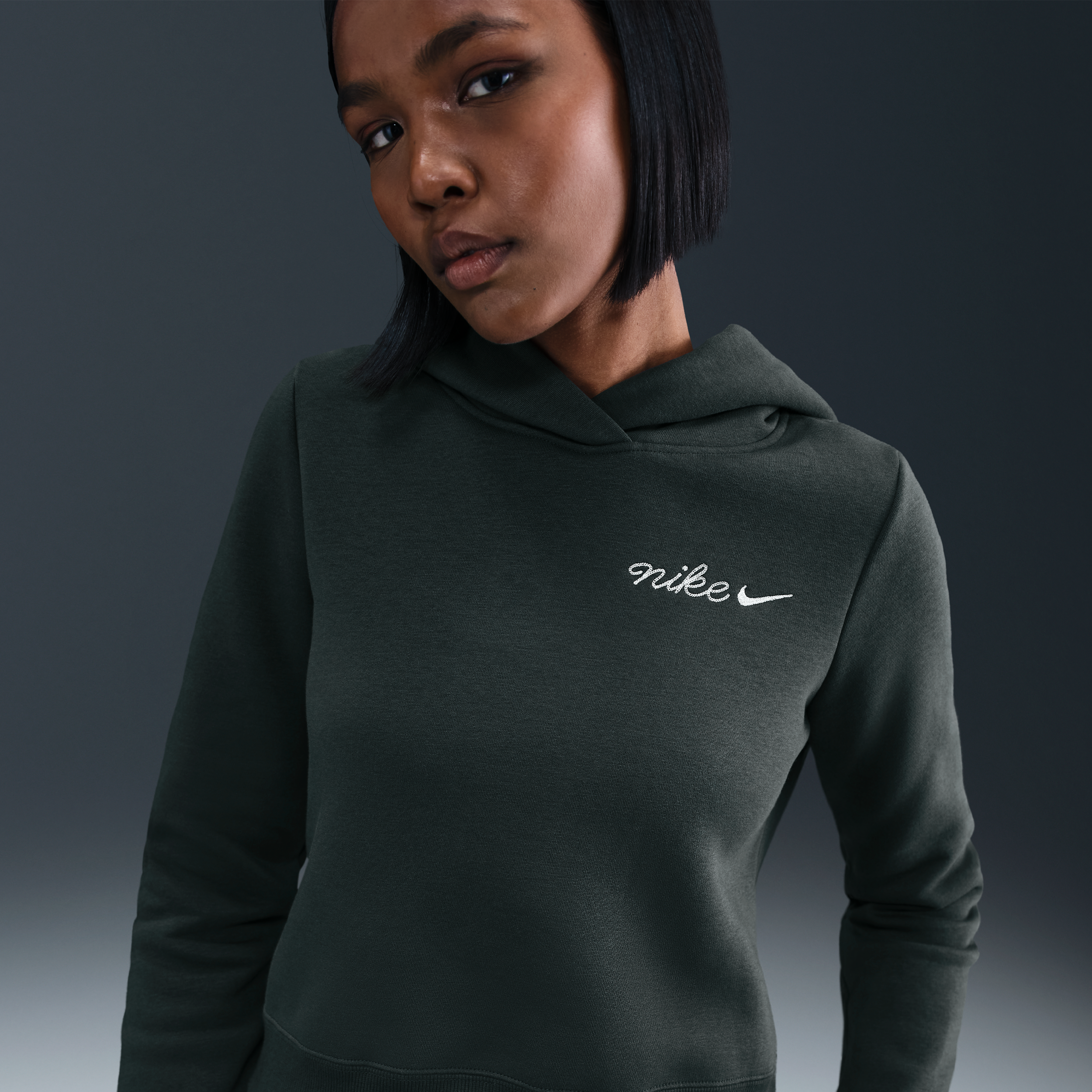 Nike Women's  Sportswear Phoenix Fleece Shrunken Hoodie In Green