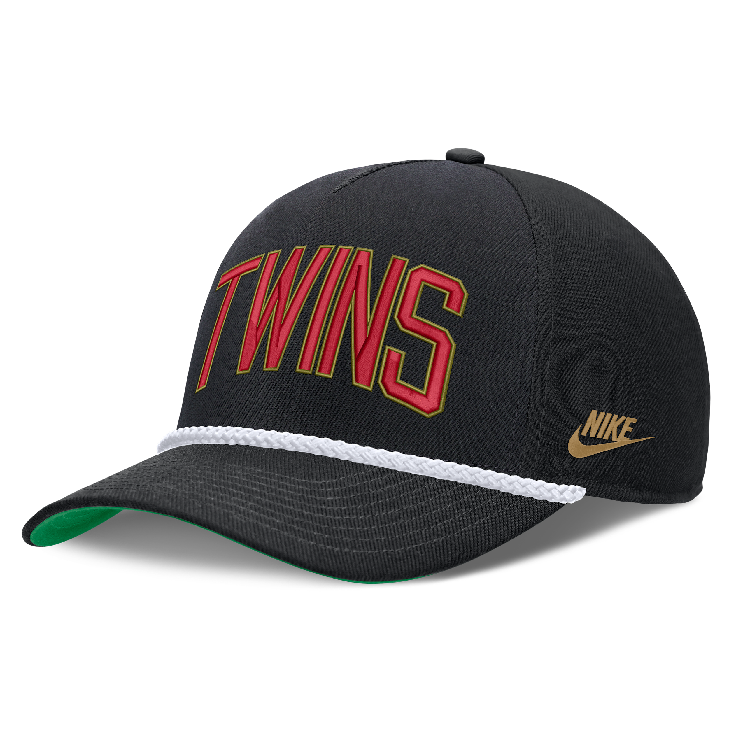 Men's Nike Black Minnesota Twins Cooperstown Collection Rise Adjustable Hat - Black, Green