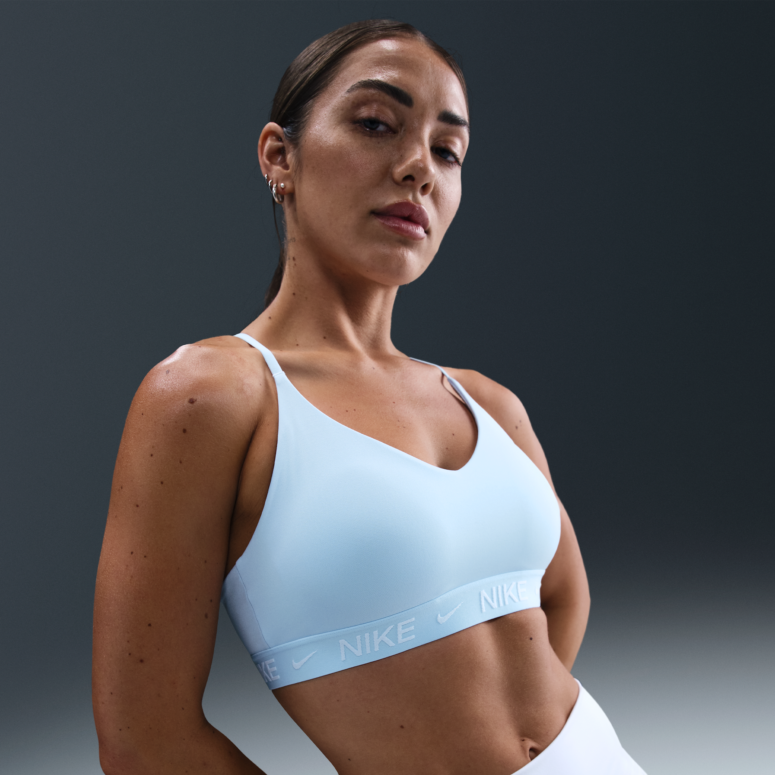 Nike Women's Indy Light Support Padded Adjustable Sports Bra In Blue