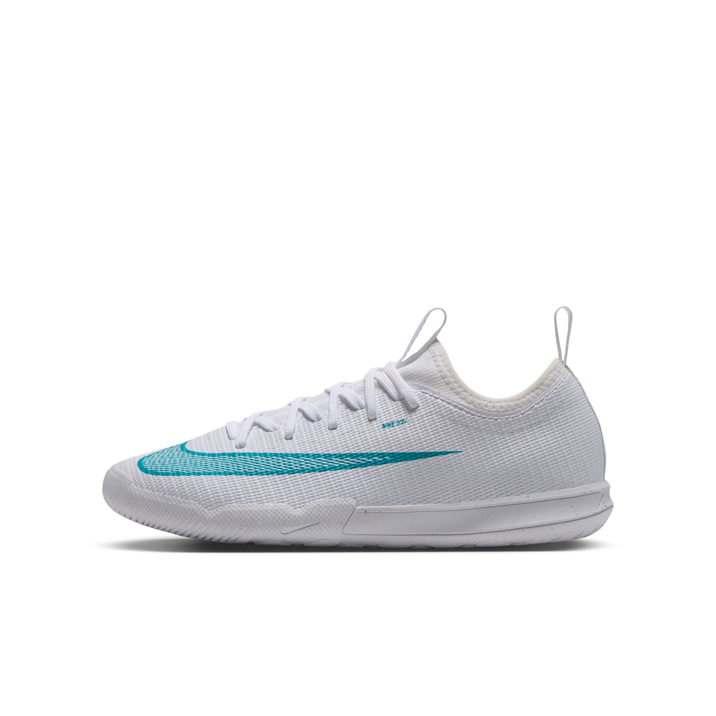 Nike Jr. Mercurial Vapor 17 Academy Big Kids' Indoor/Court Low-Top Soccer Shoes in White | IO0141-102