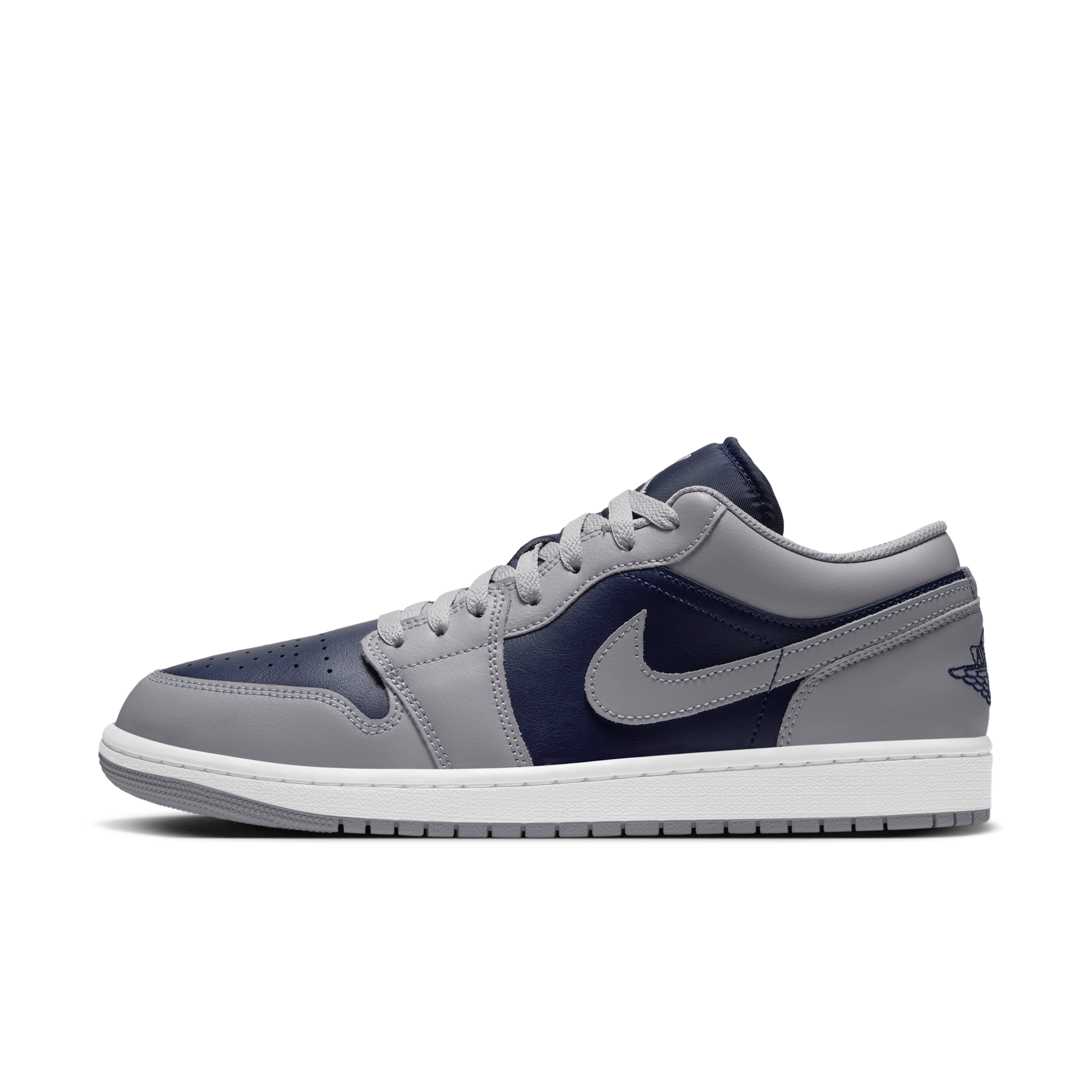 Air Jordan 1 Low Shoes, Men's, M10.5/W12, Tech Grey/College Navy-White