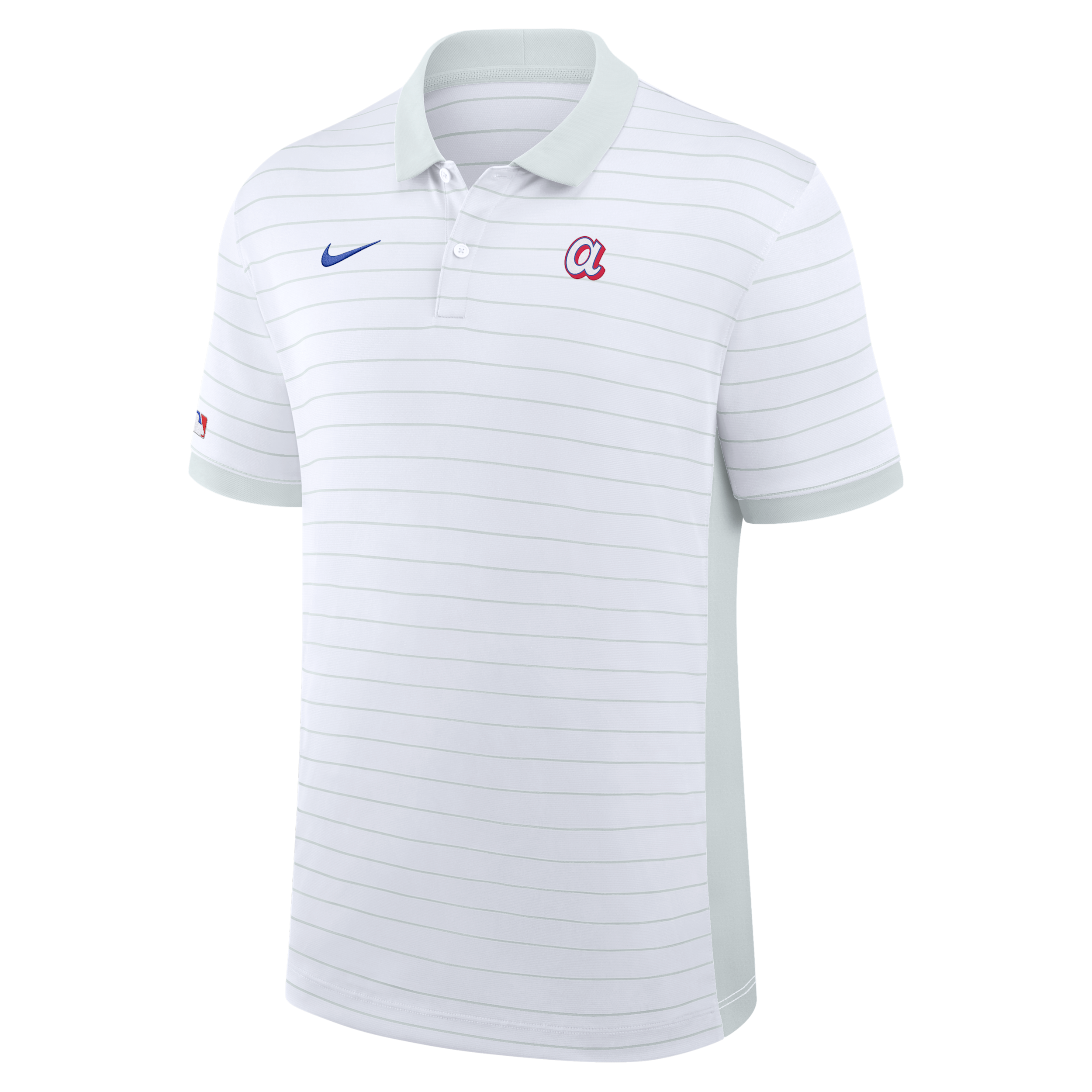 Nike Men's Platinum Atlanta Braves 2026 City Connect Authentic Collection Striped Victory Dri-fit Polo Shirt - White, Platinum