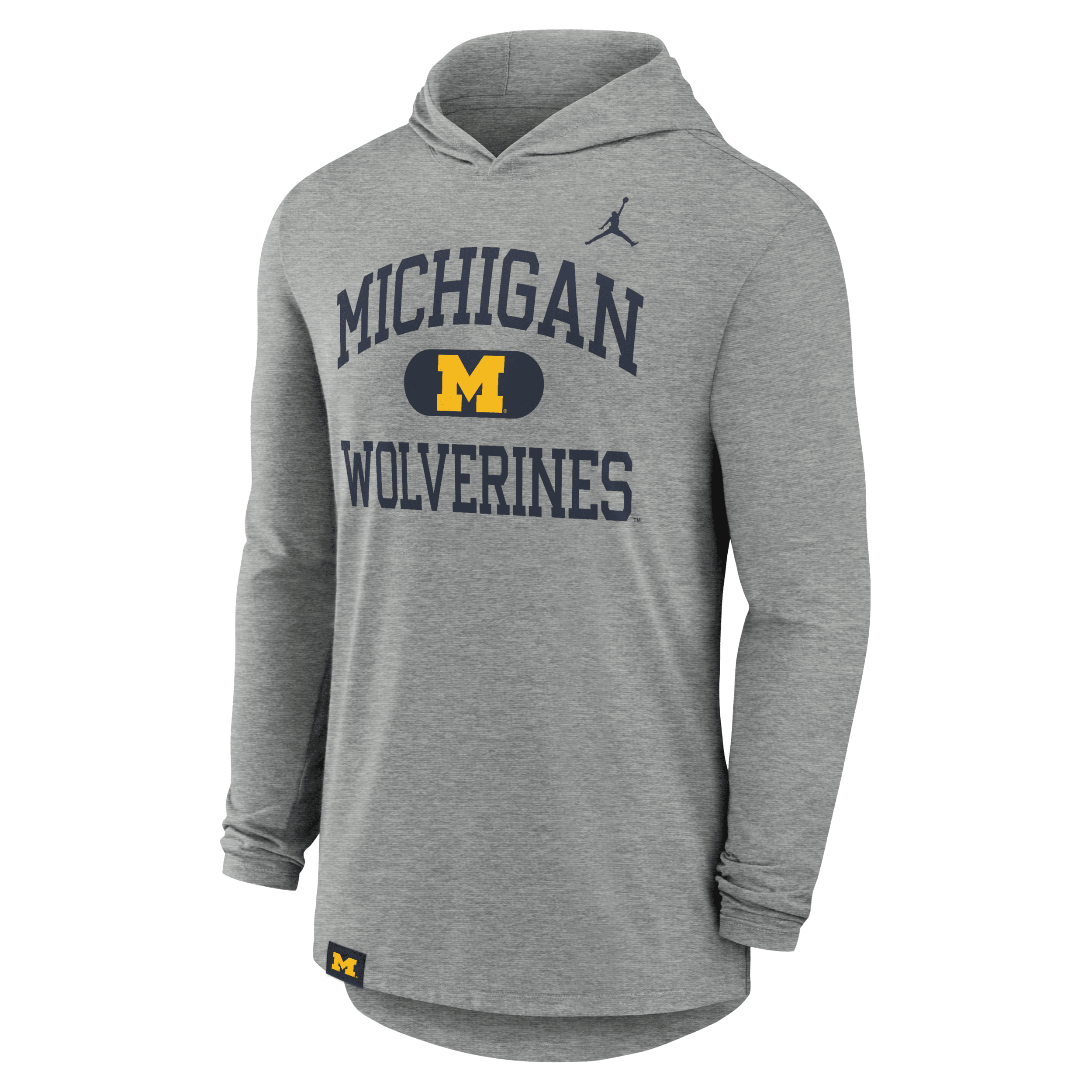 Jordan Michigan Wolverines Blitz Nike Men's Dri-fit College Long-sleeve Hooded T-shirt In Grey
