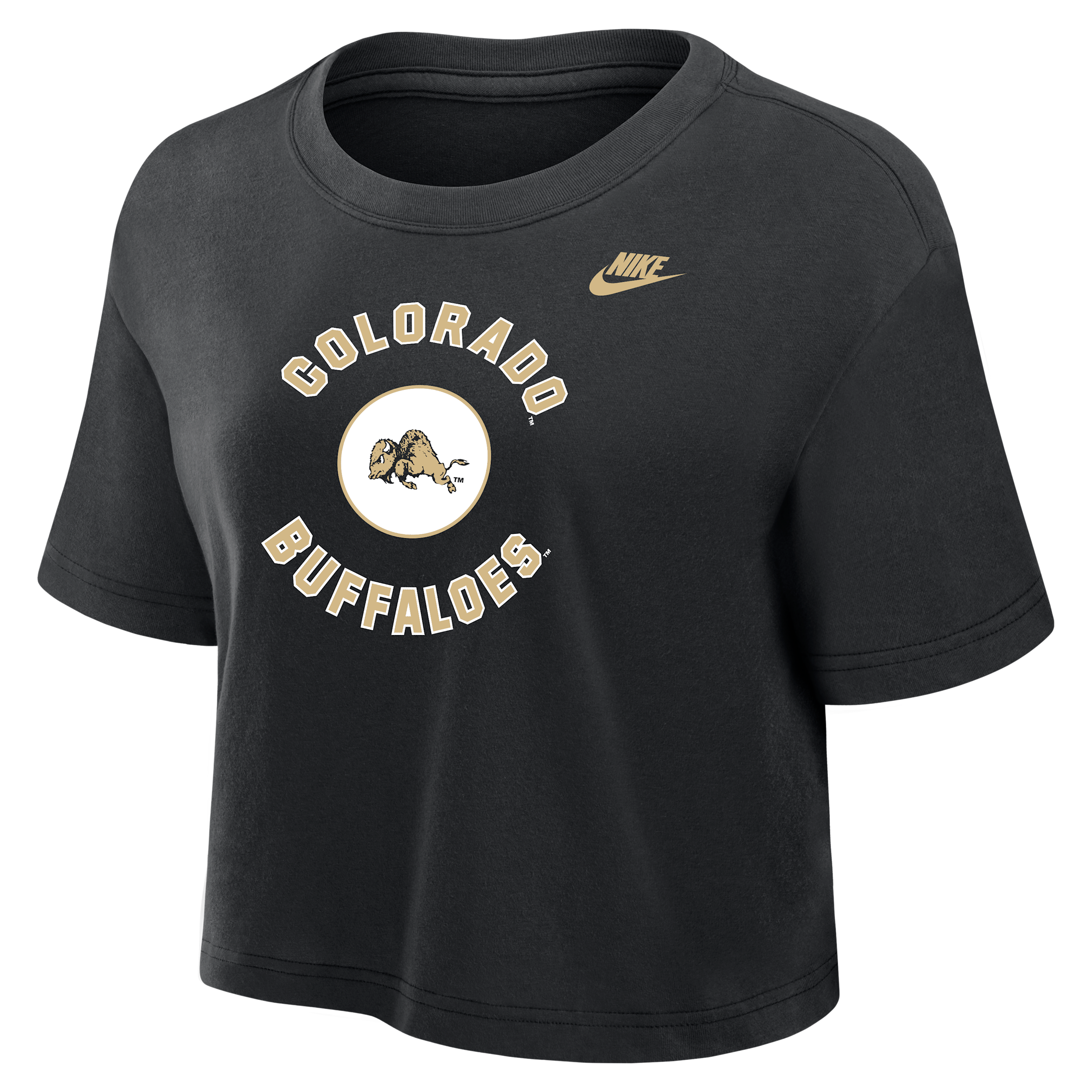 Colorado Buffaloes Nike Women's Dri-FIT Cropped T-Shirt in Black | W11840P404COLO-BLK