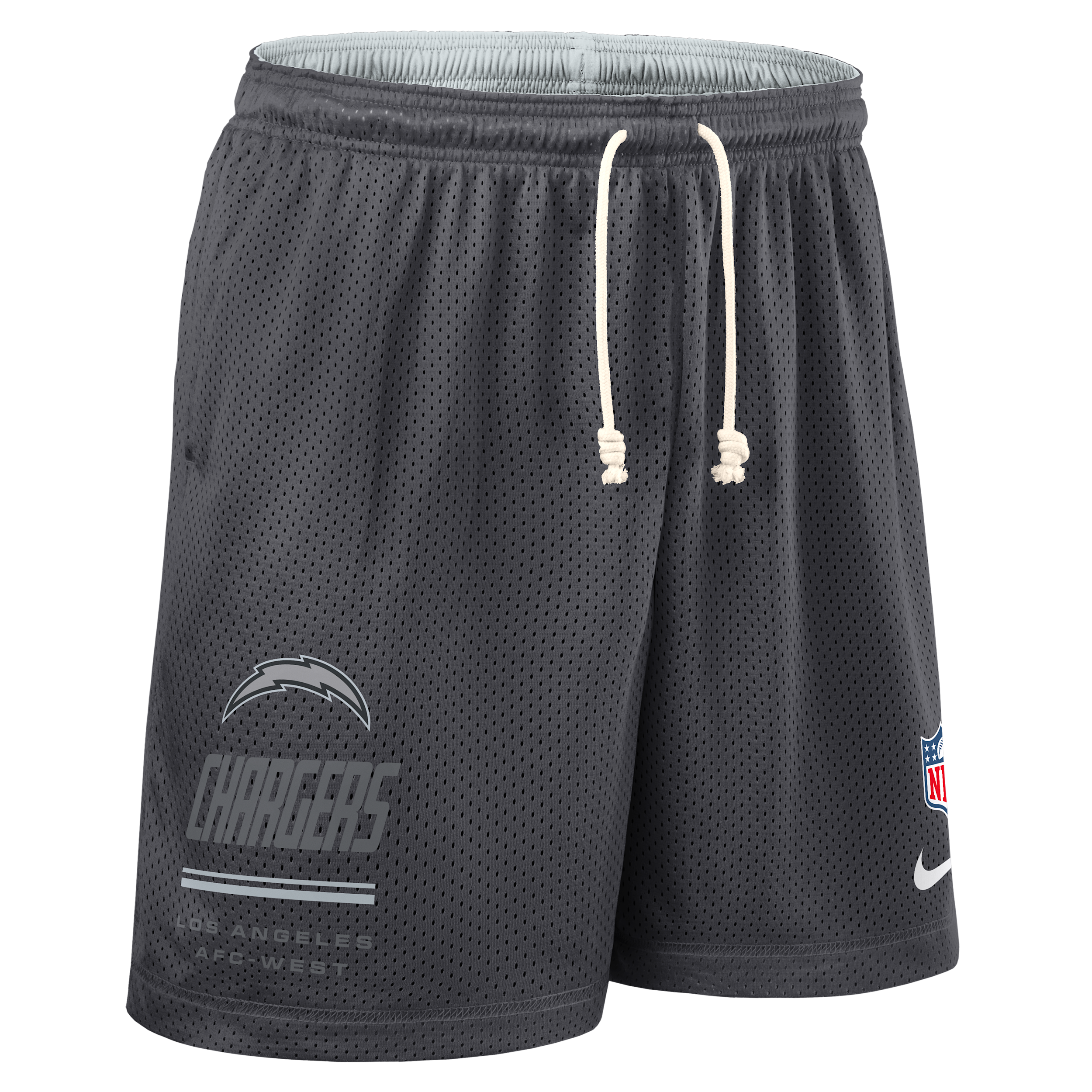 Men's Nike  Anthracite/Platinum Los Angeles Chargers Sideline Standard Issue Dri-FIT Reversible Shorts