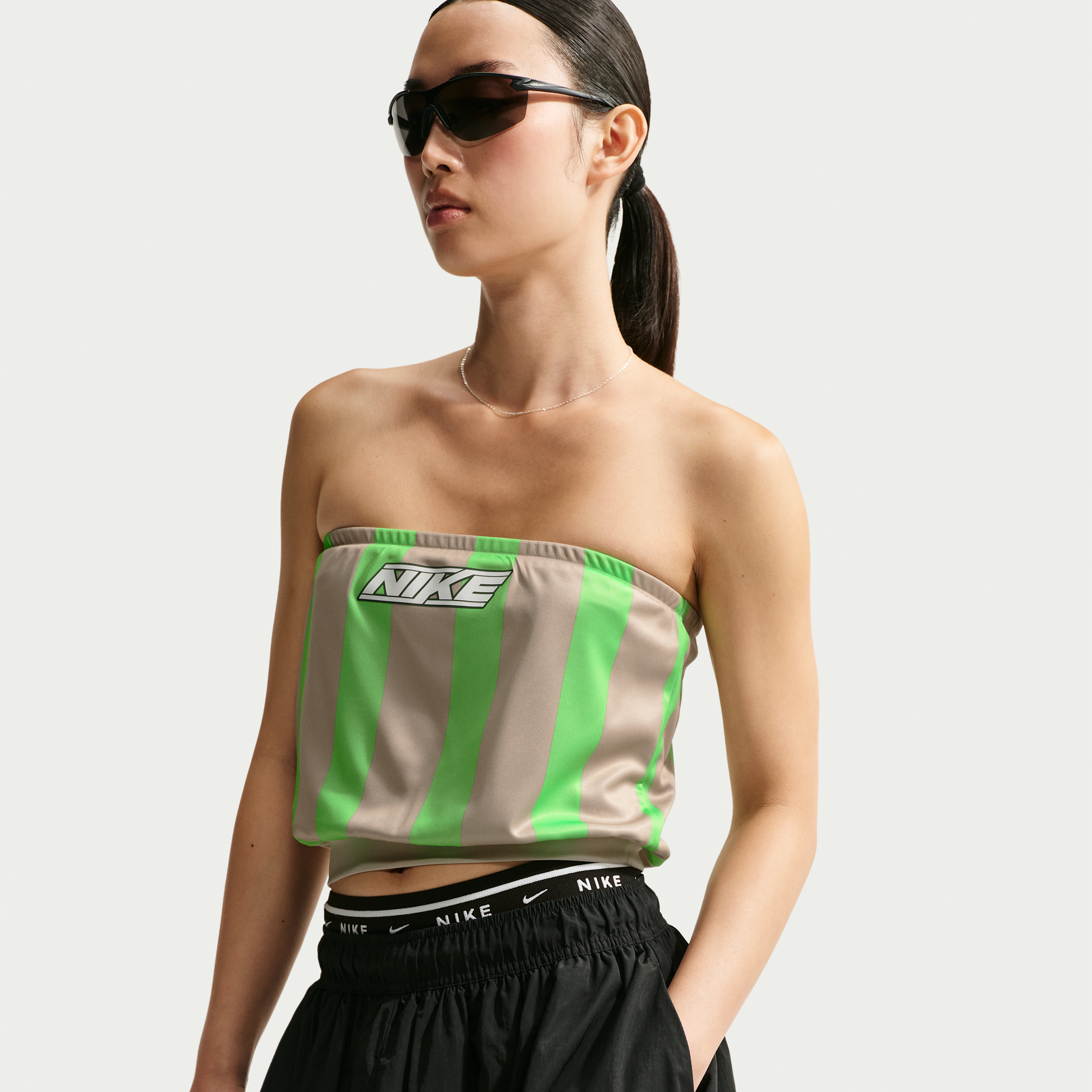 Women's Nike Sportswear Slim Striped Jersey Tube Top in Brown | IV5023-236