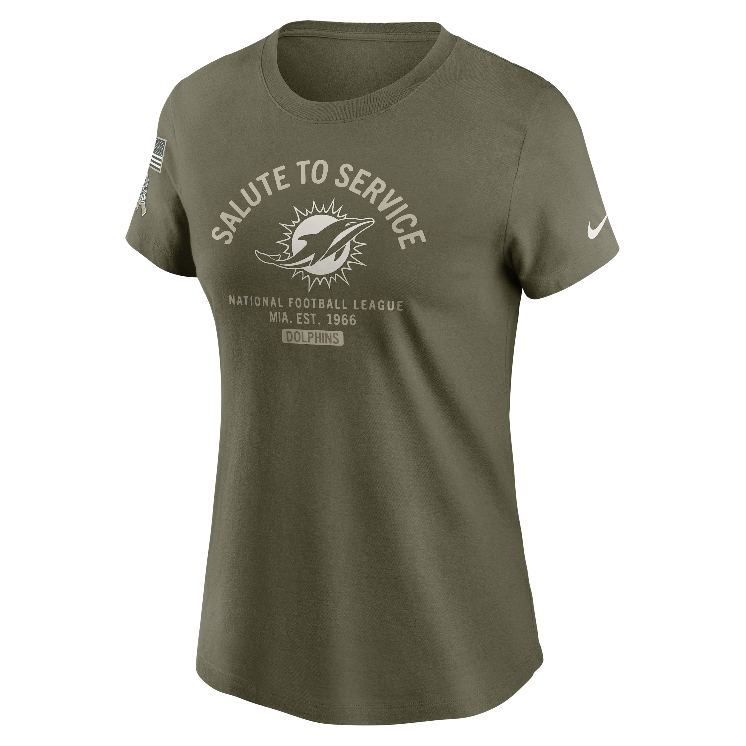 Nike Miami Dolphins Salute To Service Sideline  Women's Nfl T-shirt In Green
