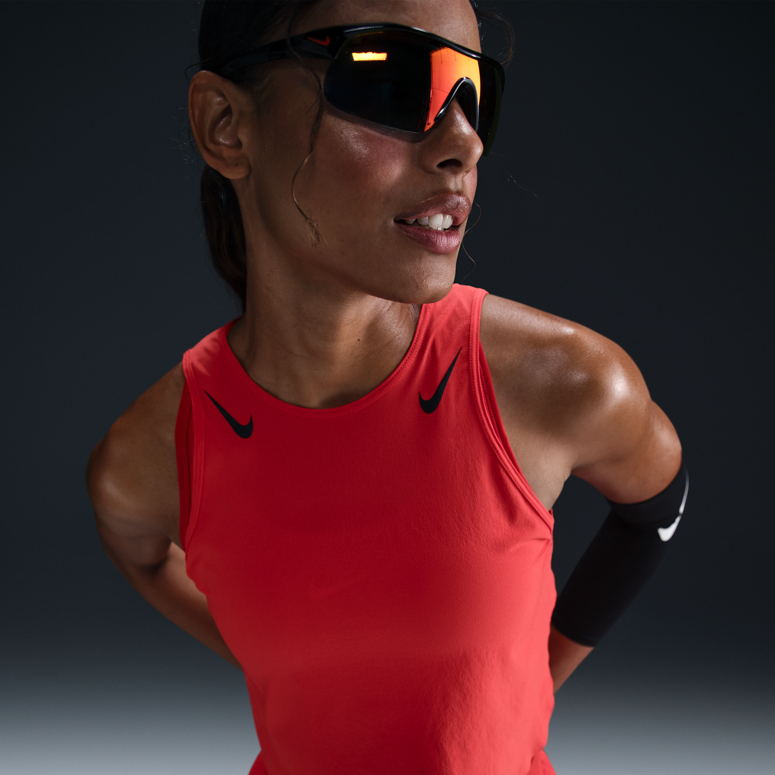 Nike Cropped Paneled Dri-fit Tank In Red