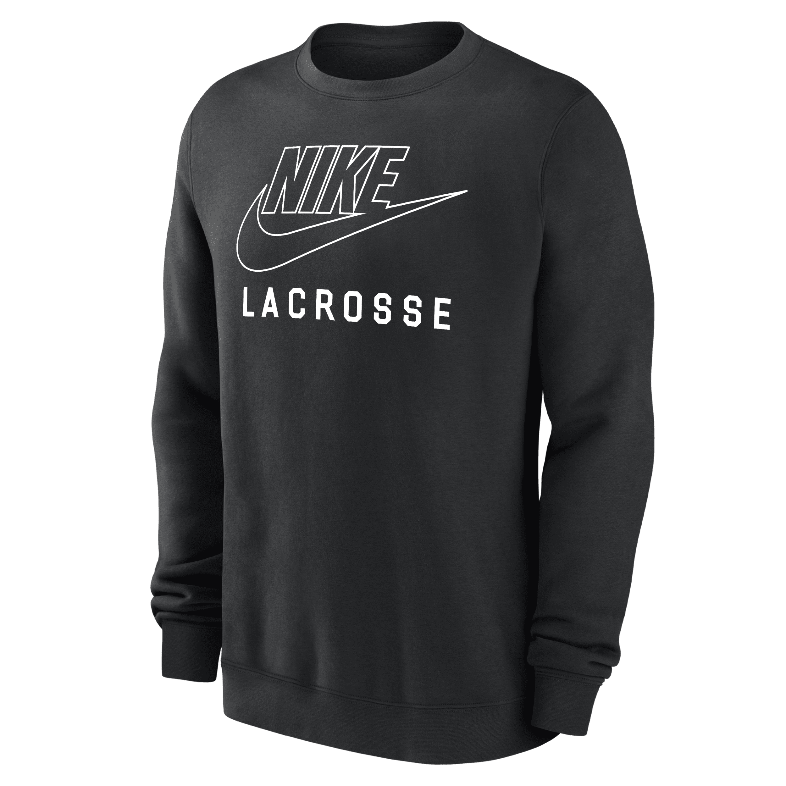 Shop Nike Men's Swoosh Club Fleece Lacrosse Pullover Crew-neck Sweatshirt In Black