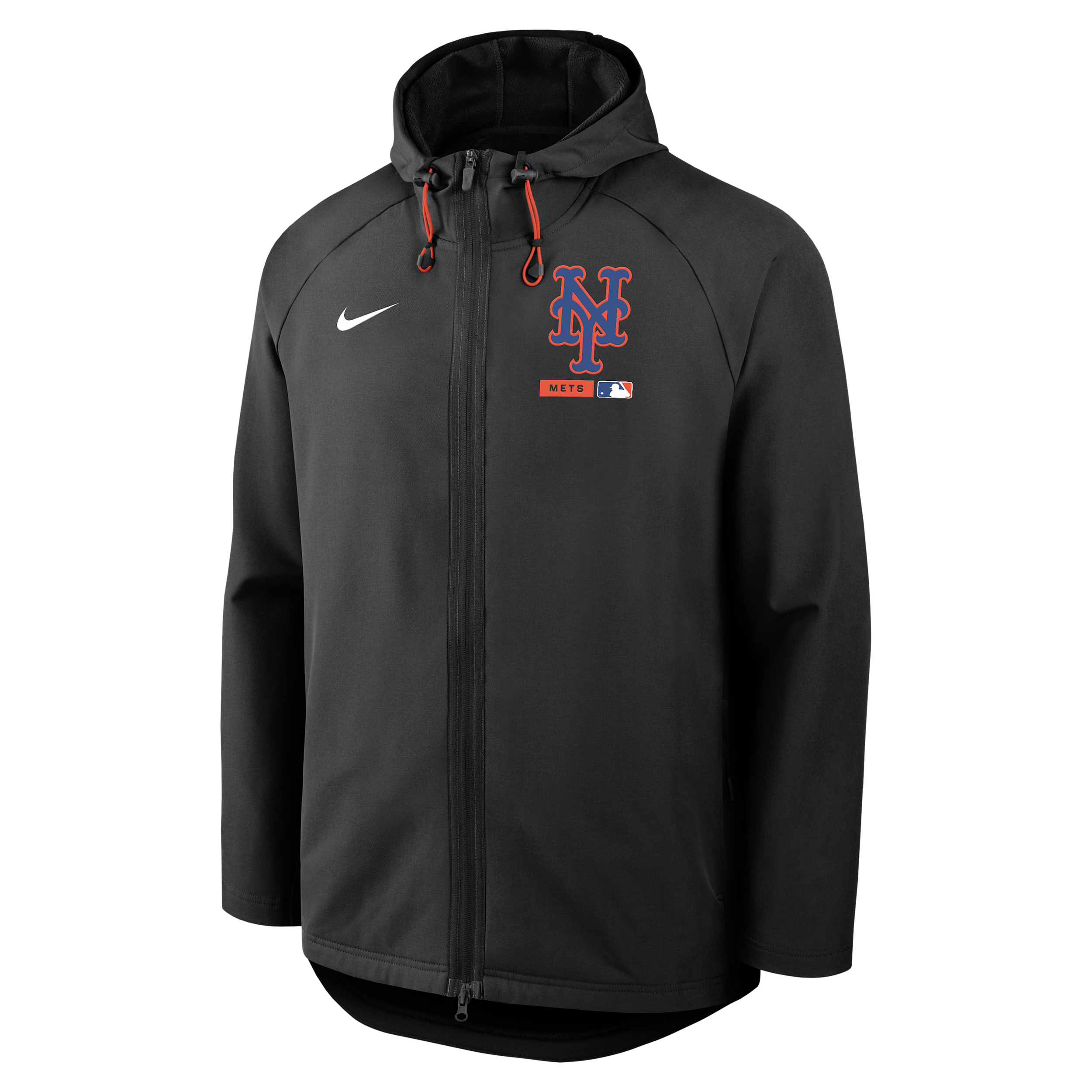 New York Mets Authentic Collection Nike Men's Therma-FIT MLB Full-Zip Hooded Jacket in Black | 04HC088NNME-FHP