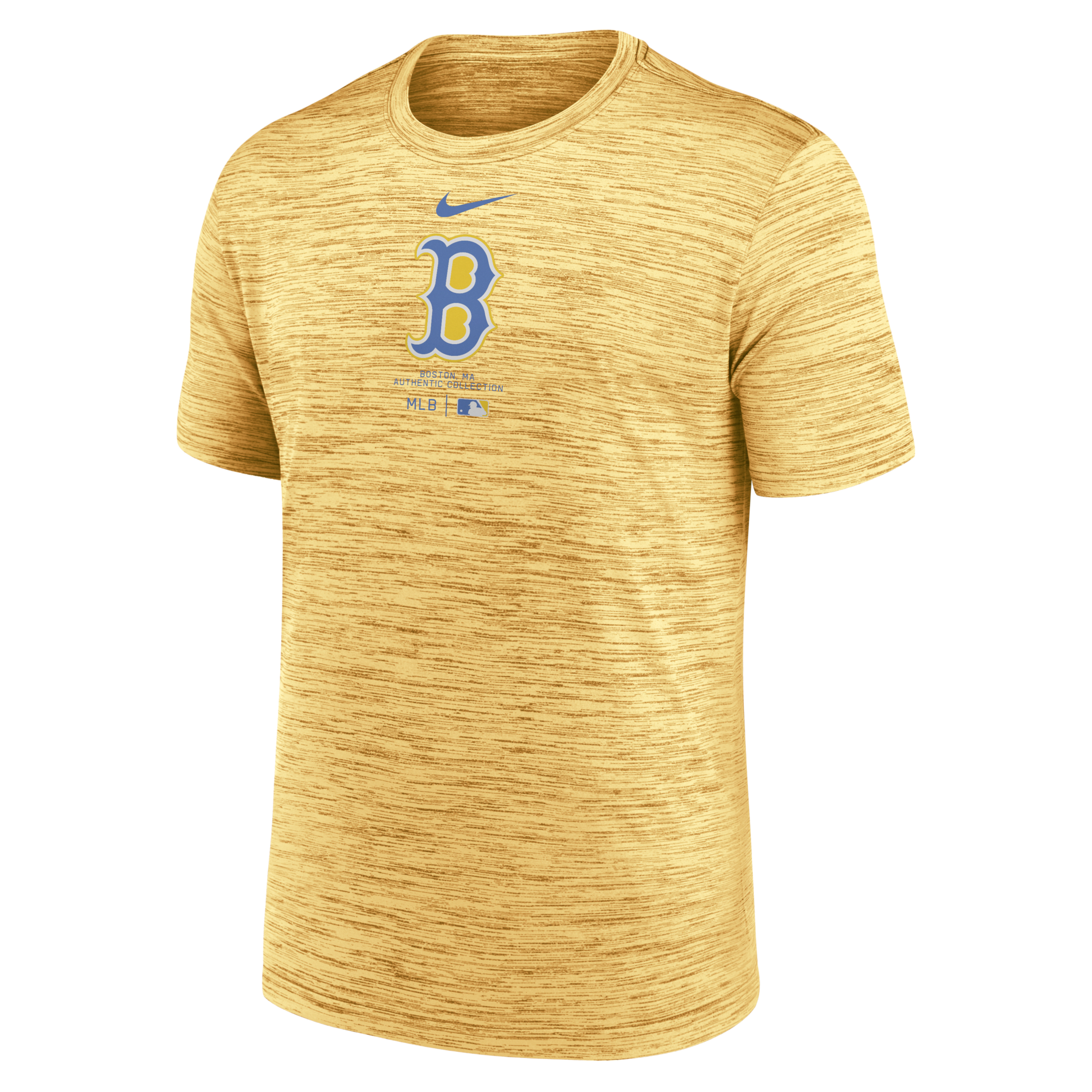 Shop Nike Boston Red Sox City Connect Practice Velocity  Men's Dri-fit Mlb T-shirt In Yellow