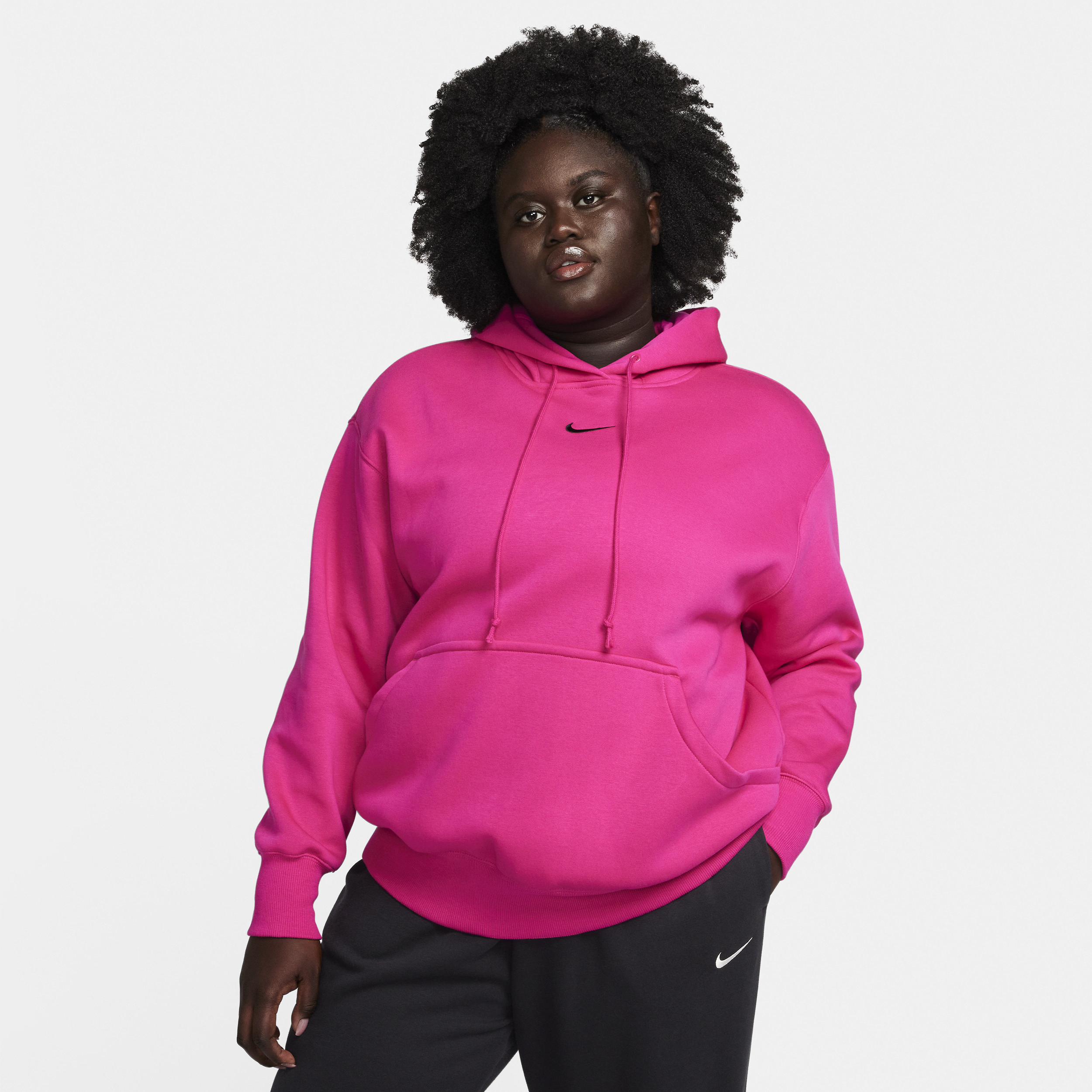 Nike Women's  Sportswear Phoenix Fleece Oversized Pullover Hoodie (plus Size) In Pink