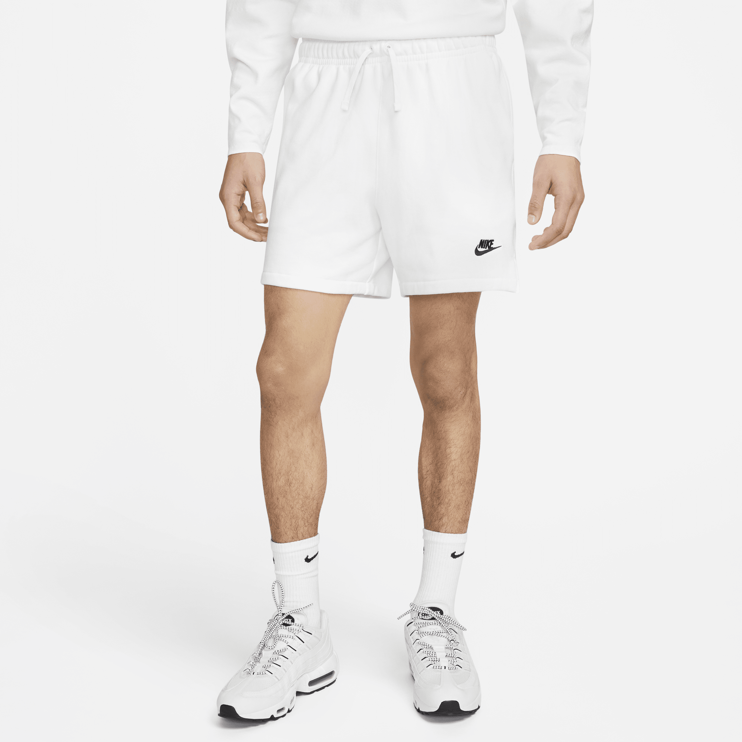 Shop Nike Men's Club Fleece French Terry Flow Shorts In White