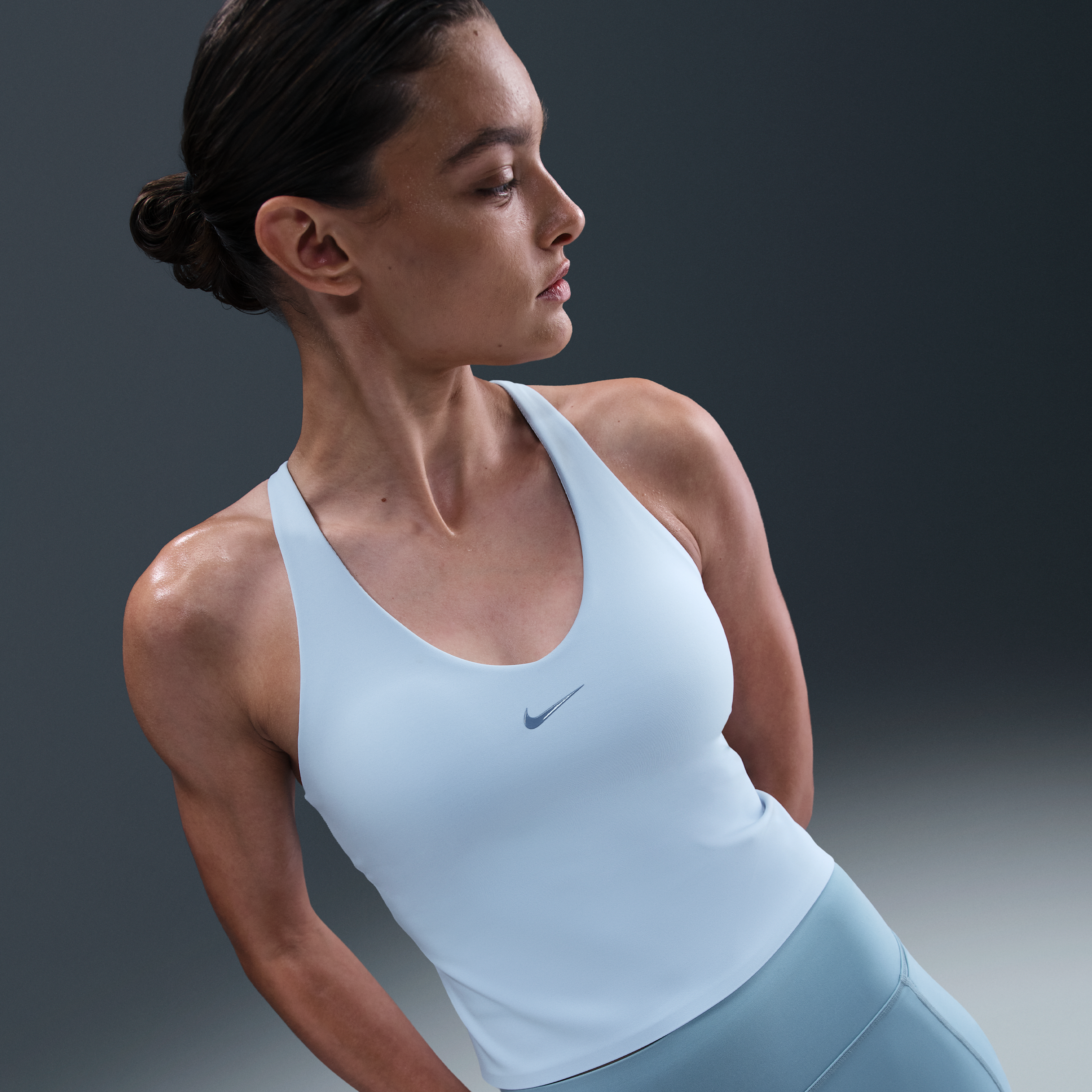 Nike Women's Universa Medium-support Padded Sports Bra Tank Top In Blue