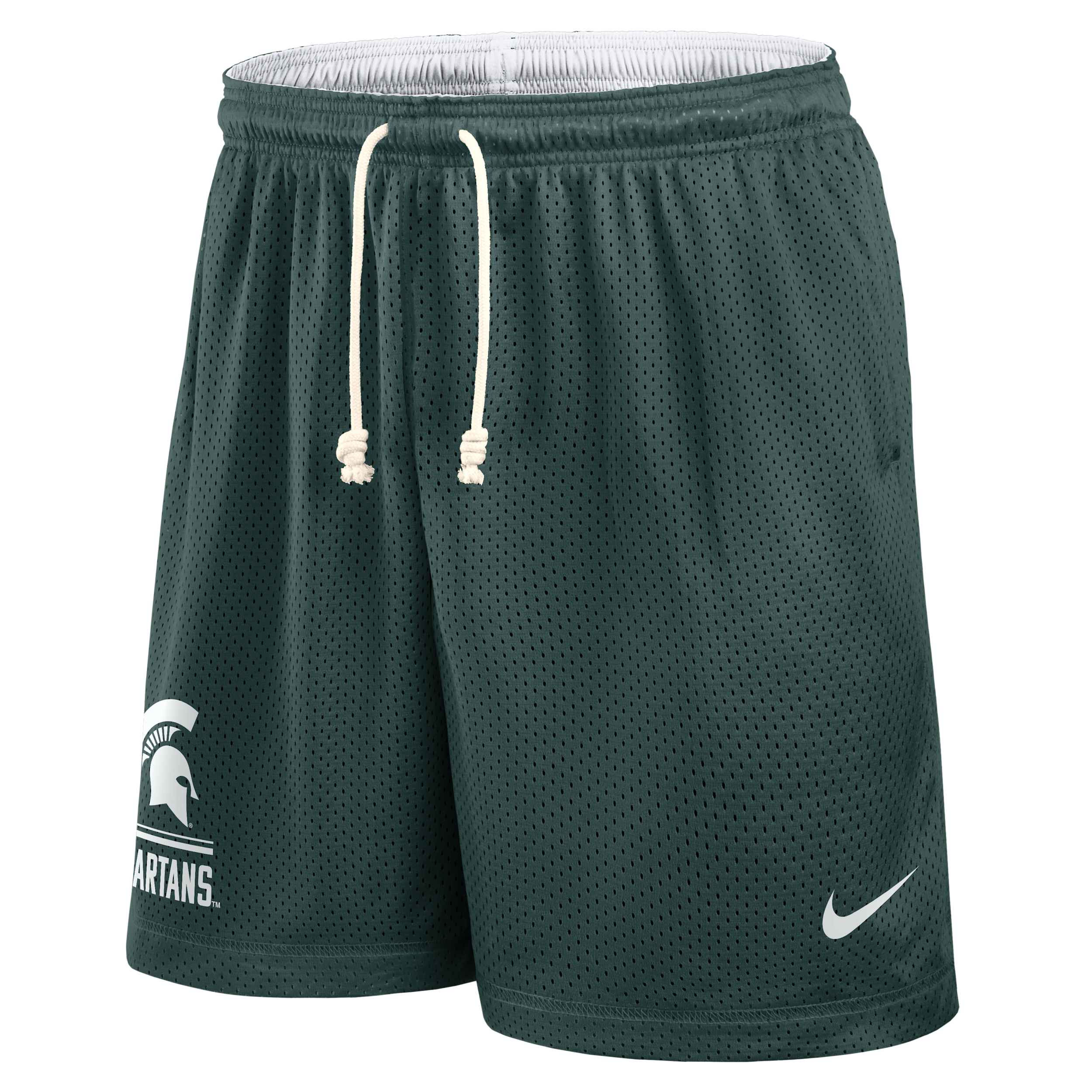 Nike Men's Green/White Michigan State Spartans Courtside Reversible Dri-fit Shorts - Green, White