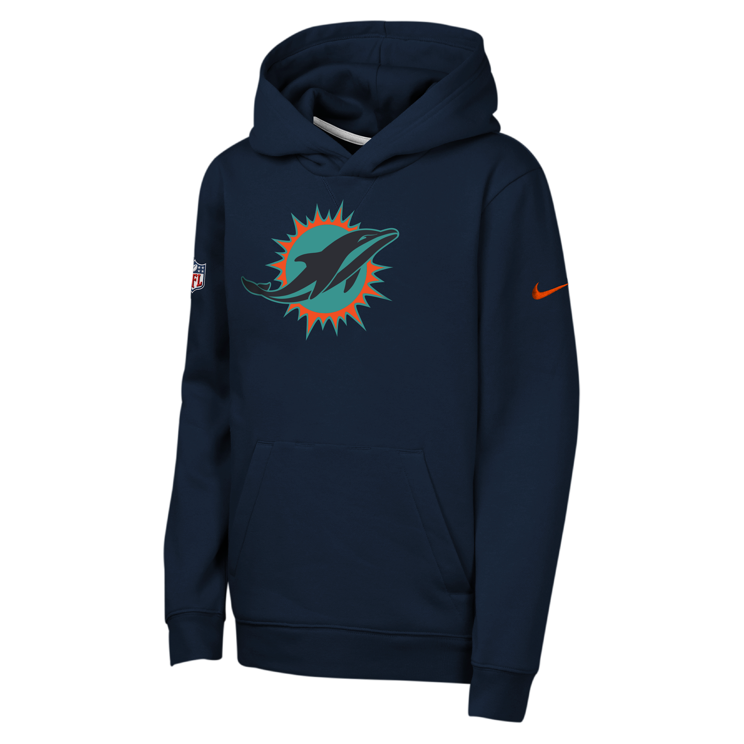 Miami Dolphins Rivalries Collection Sideline Club Big Kids' Nike NFL Pullover Hoodie in Blue | Z1B7NFSSDOL-000