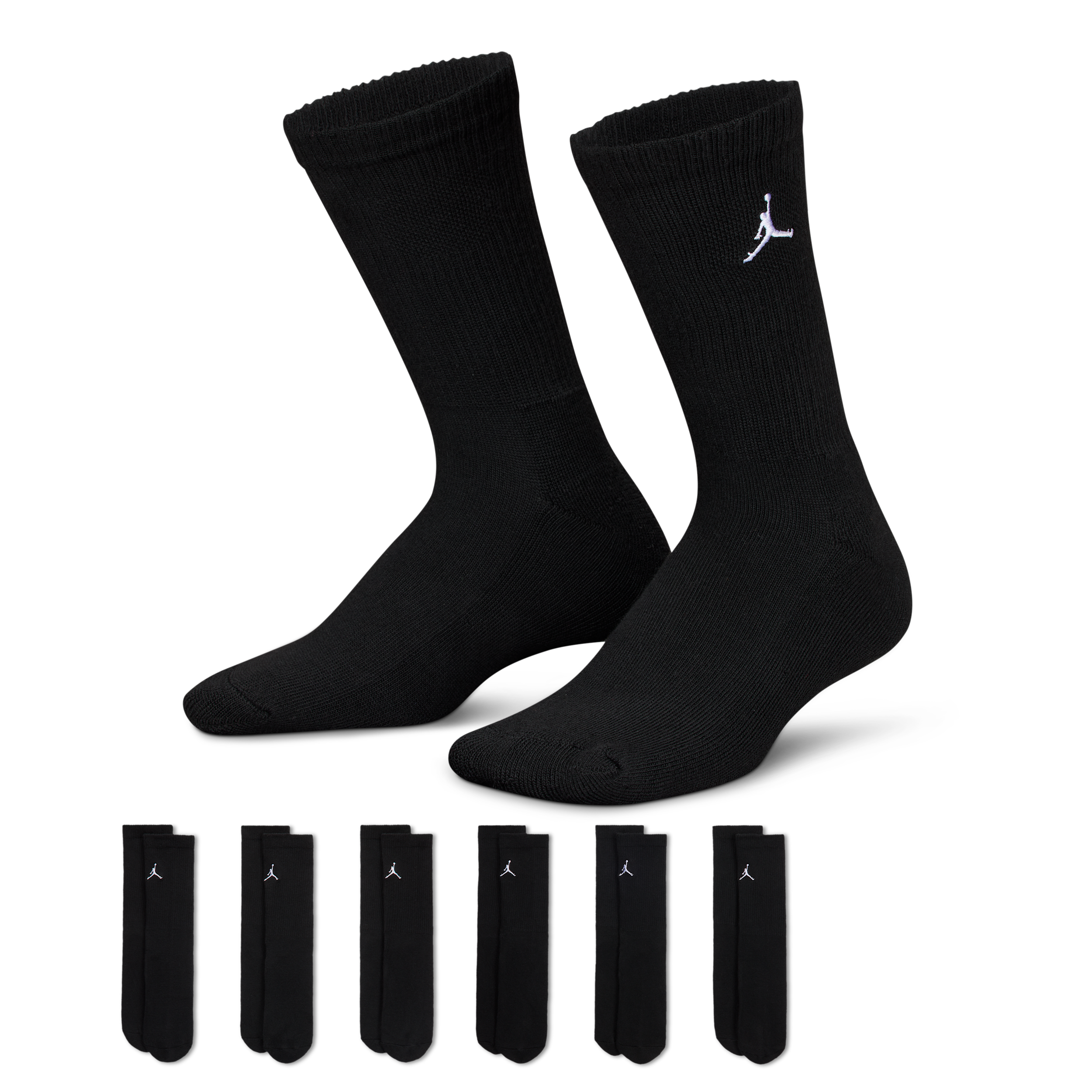 Jordan Everyday Essentials Big Kids' Crew Socks (6 Pairs) In Black