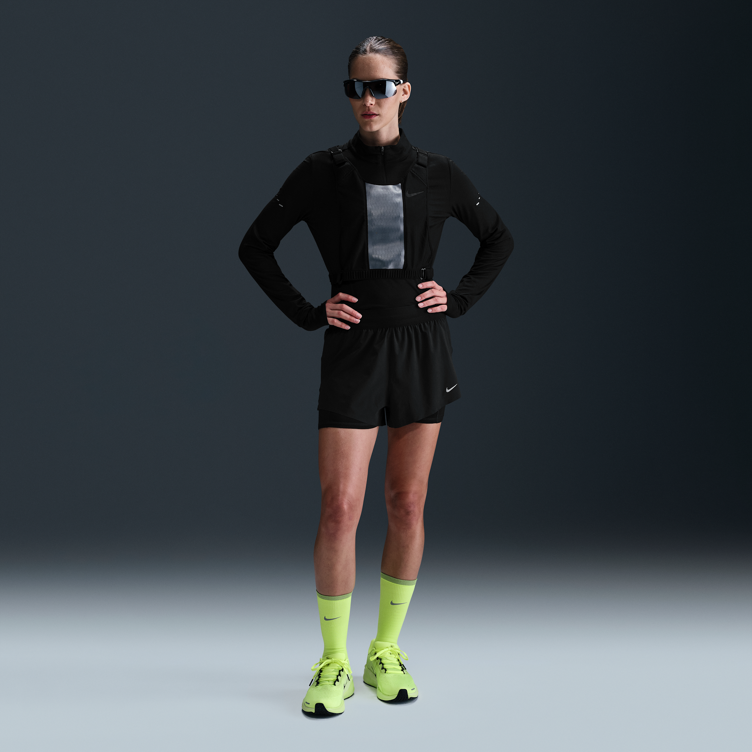 Nike Women's Swift Dri-FIT Mid-Rise 2-in-1 Running Shorts in Black | HJ5376-010