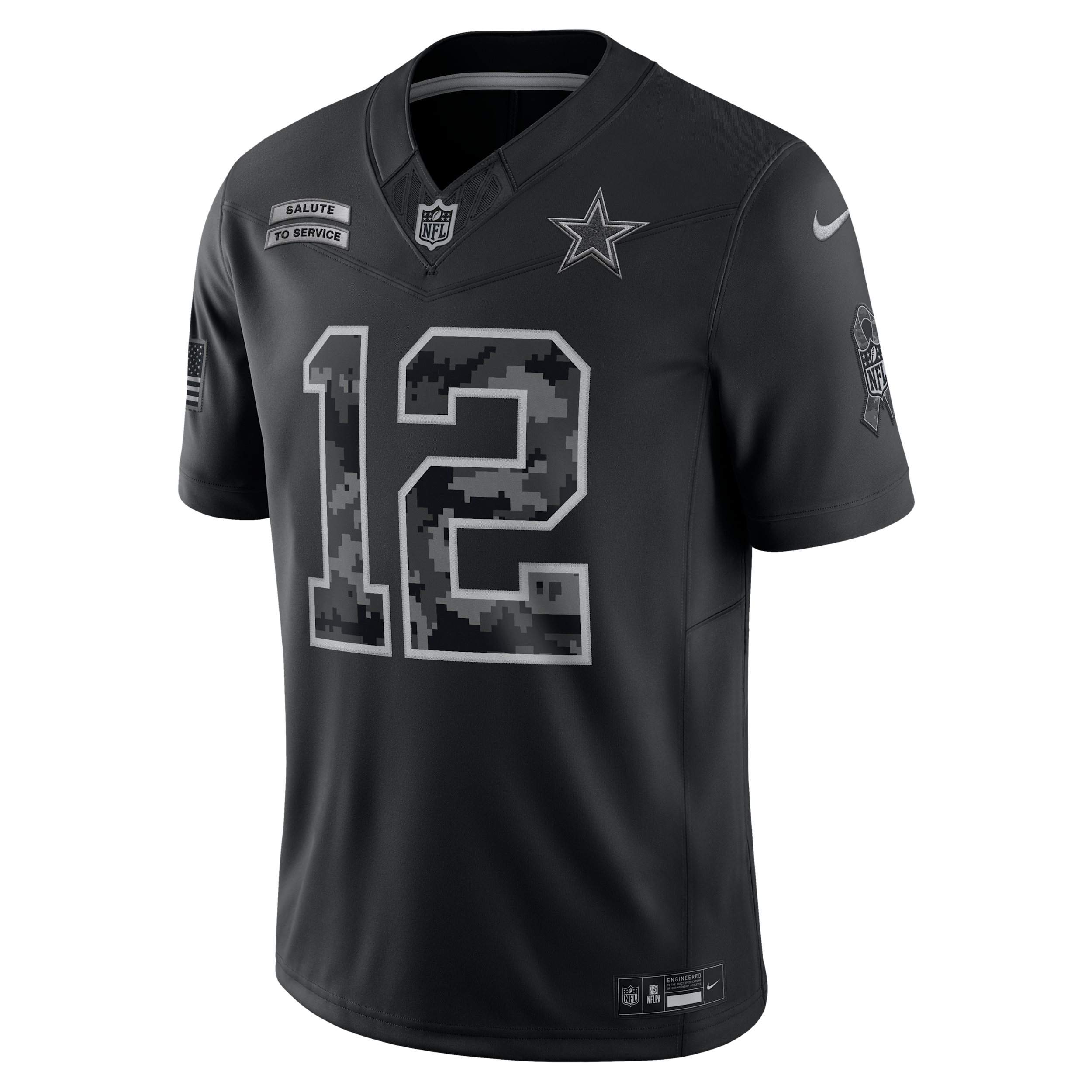 Roger Staubach Dallas Cowboys Salute to Service Retired Nike Men's Dri-FIT NFL Limited Jersey in Black | SSLM00AW1F-JG4