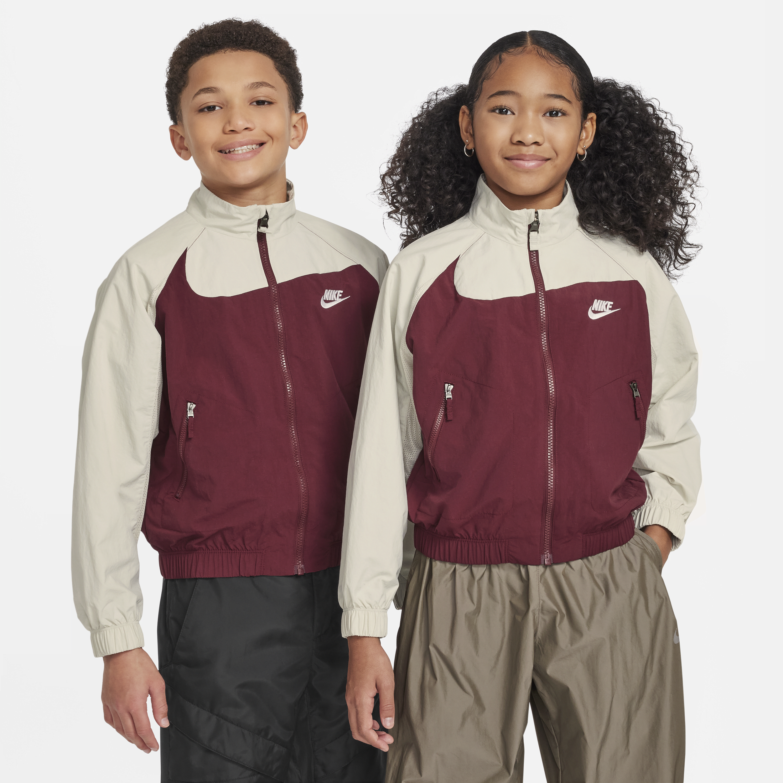 Nike Sportswear Amplify Big Kids' Woven Full-zip Jacket In Red