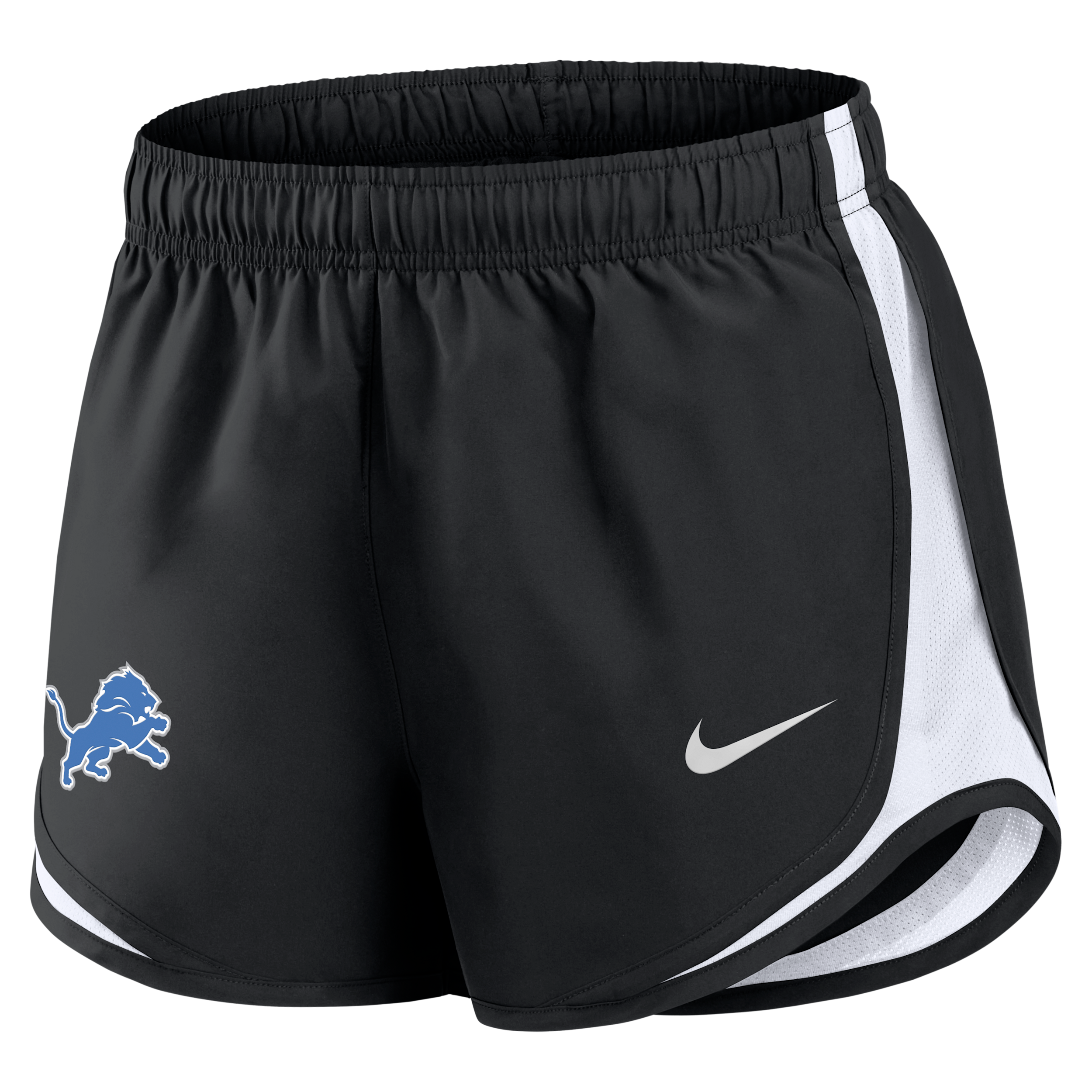 Nike Women's Detroit Lions Tempo Dri-fit Mid-Rise Shorts, 3¼" Inseam Shorts - Black, White