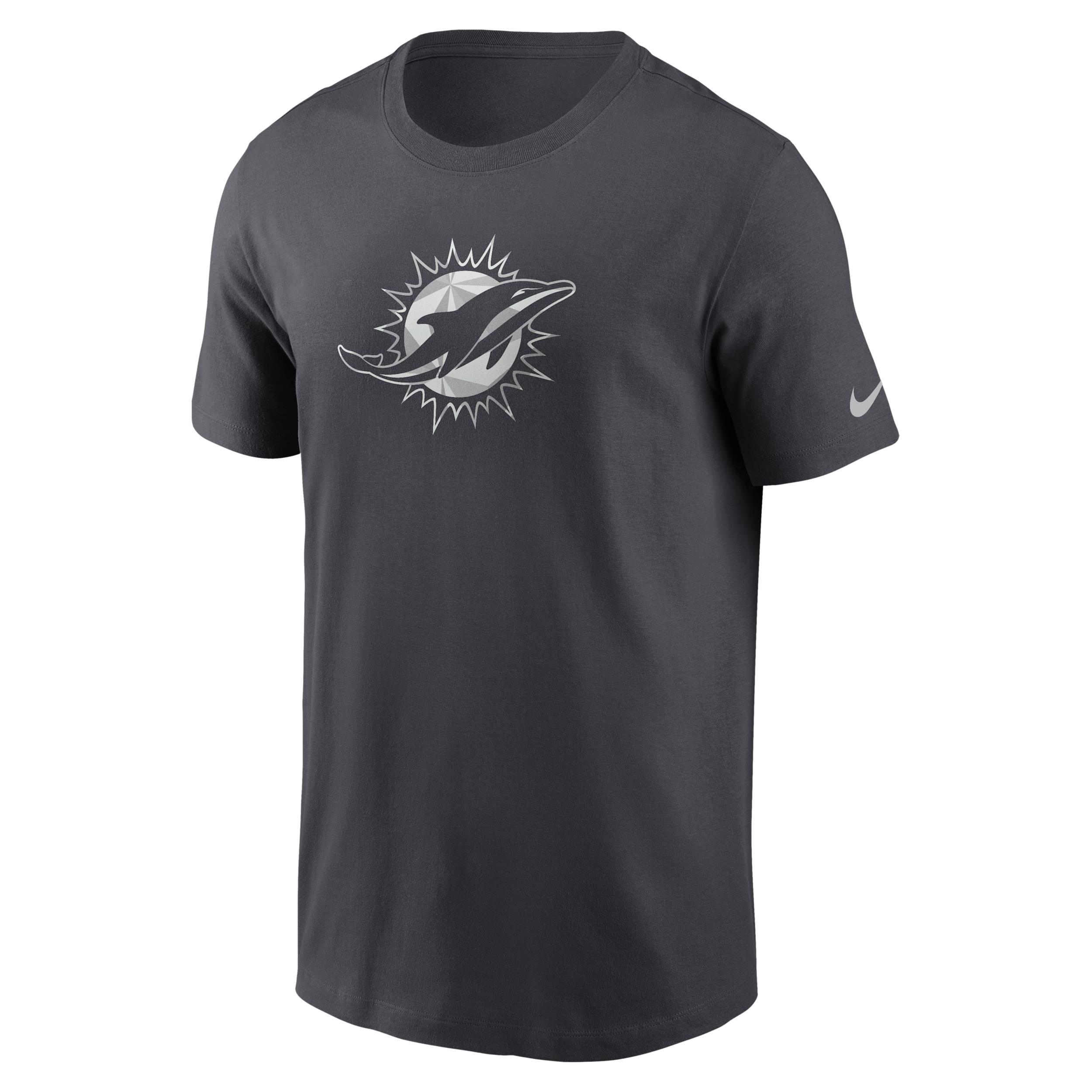Miami Dolphins Fractal Logo Nike Men's NFL T-Shirt in Grey | NP9906F9P-XER