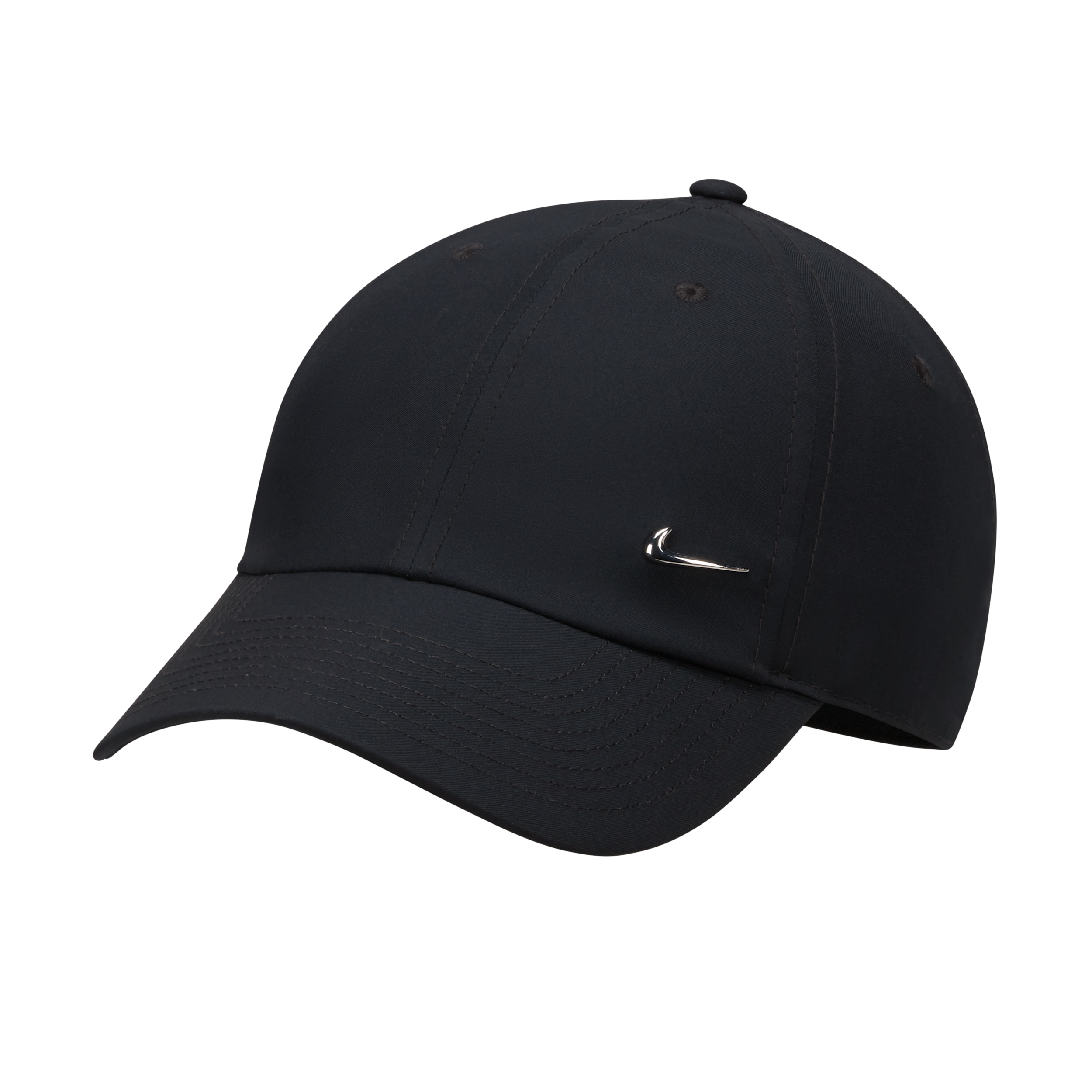 Nike Unisex Dri-FIT Club Unstructured Metal Swoosh Cap in Black, Size: L/XL | FB5372-010