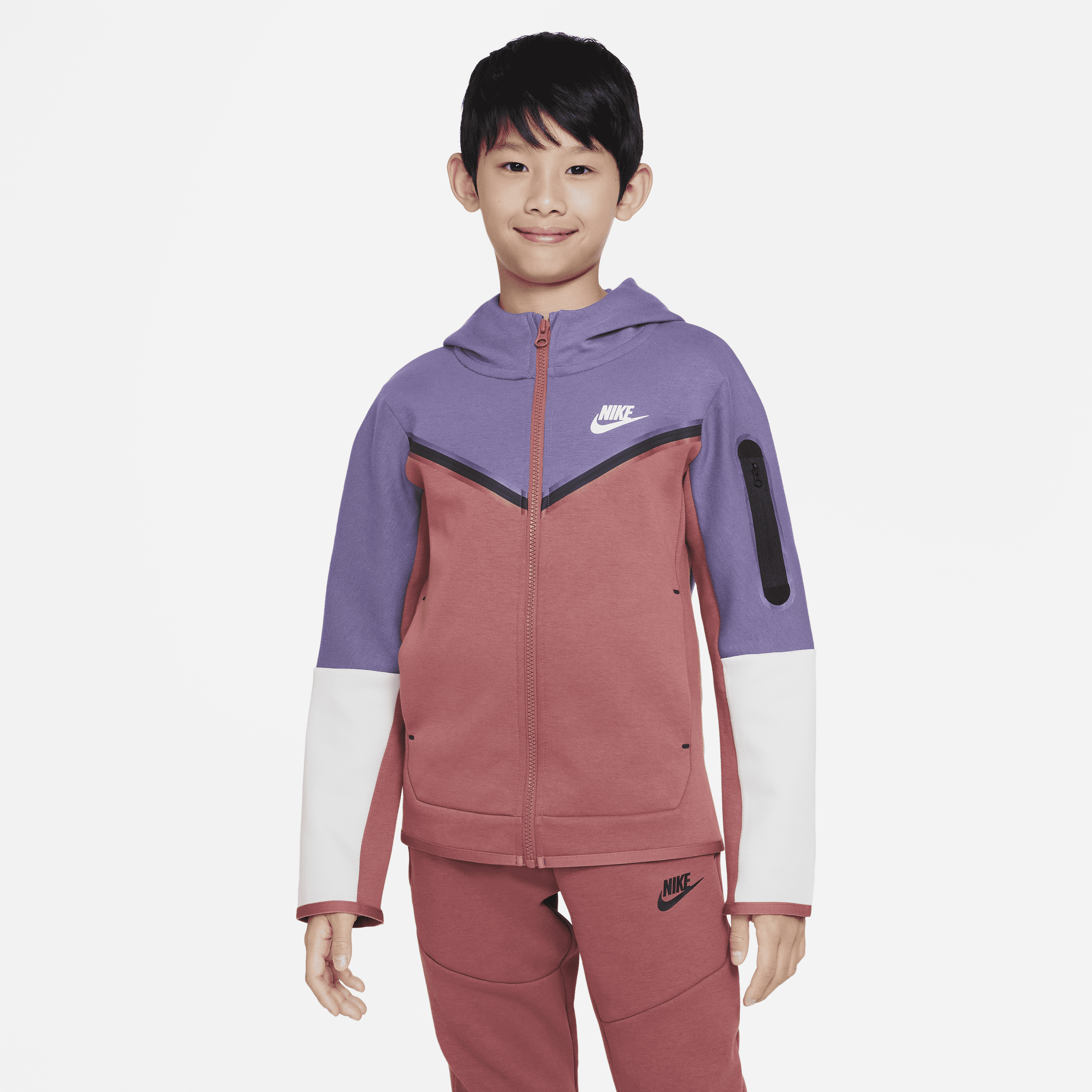 Nike Sportswear Tech Fleece Big Kids' (boys') Full-zip Hoodie In Purple