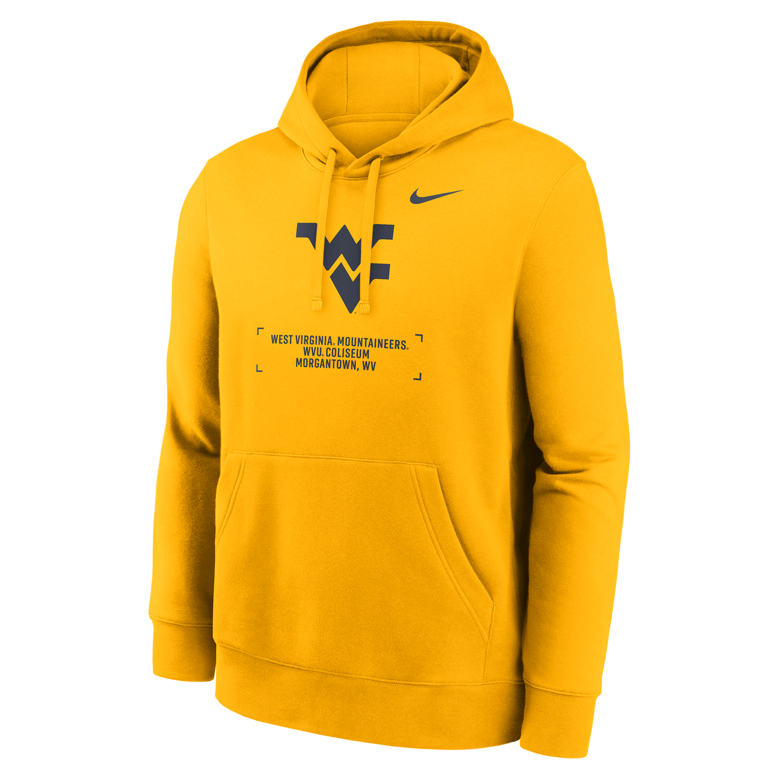 West Virginia Club Basketball 2-Hit Nike Men's College Pullover Hoodie in Yellow | NKDK76IWVN-DV1