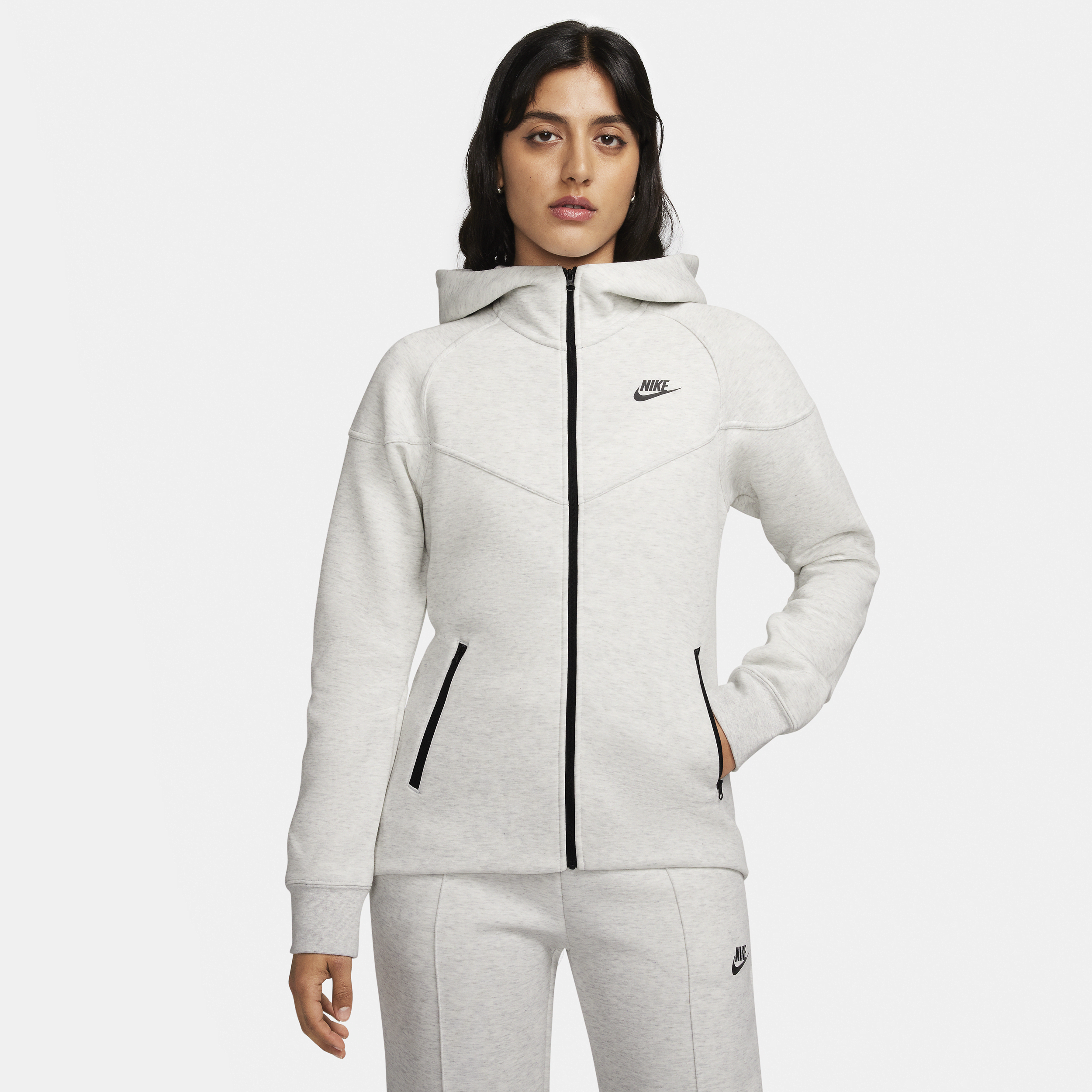 Nike Women's Sportswear Tech Fleece Windrunner Full-zip Hoodie In Grey ...
