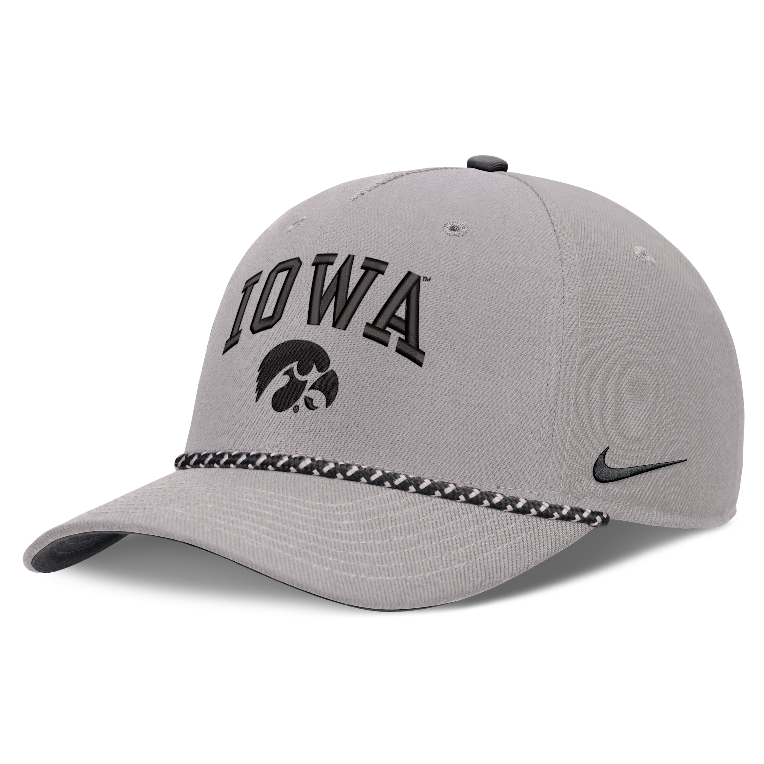 Men's and Women's Nike Gray Iowa Hawkeyes Primetime Rise Rope Adjustable Hat - Gray, Black
