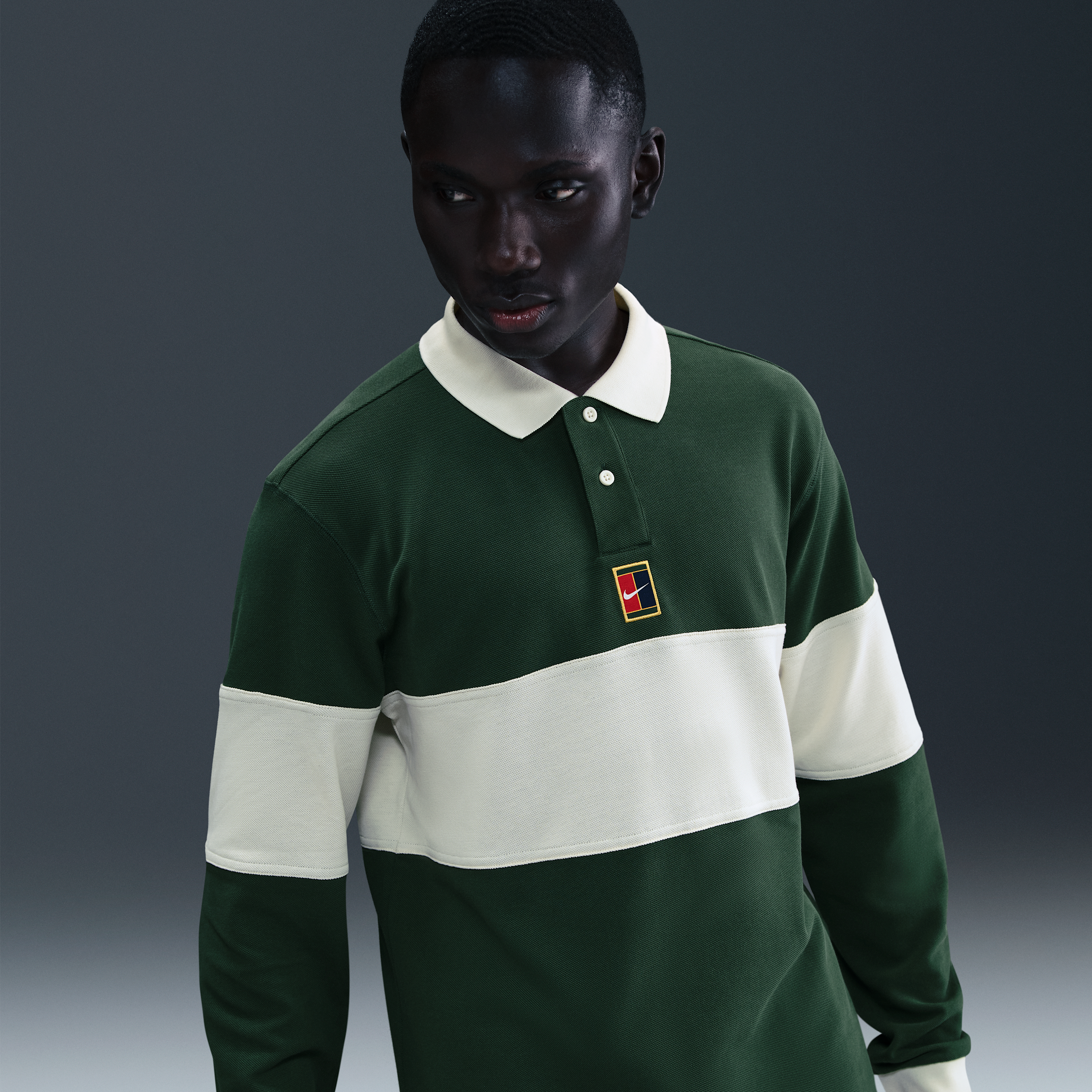 Nike Men's Court Heritage Tennis Long-sleeve Polo In Green