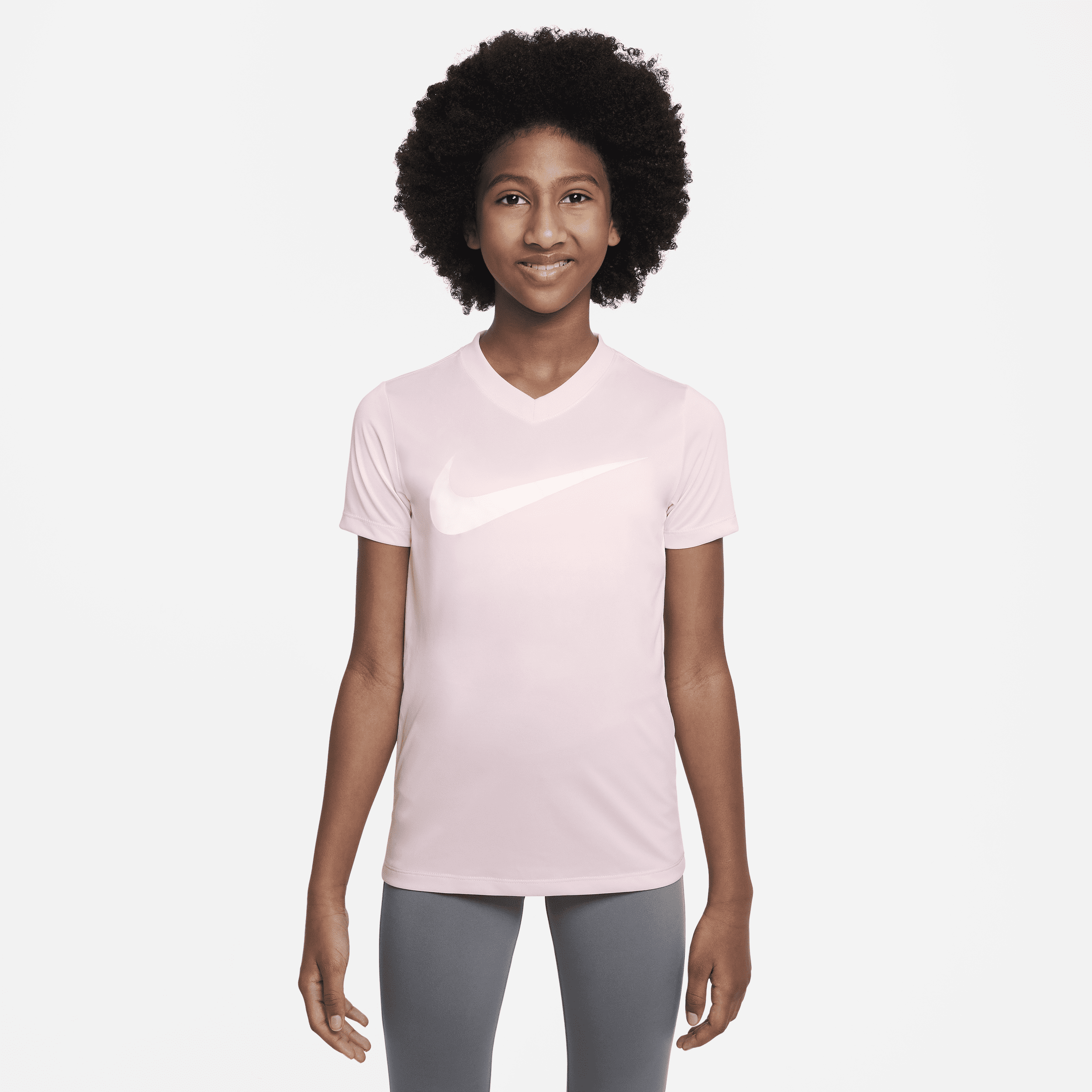 Nike Dri-fit Legend Big Kids' (girls') V-neck Training T-shirt In Pink