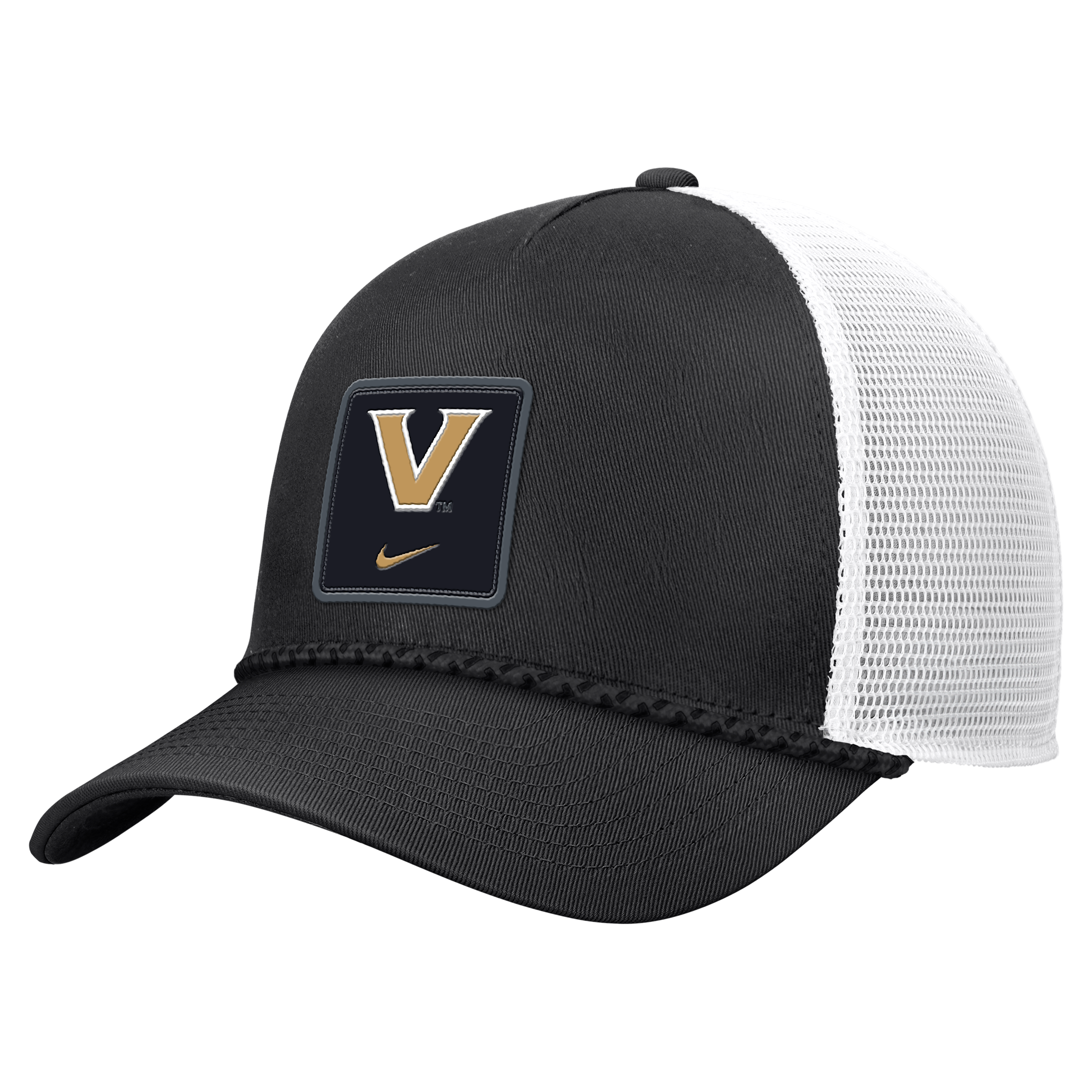 Vanderbilt Sideline Rope Nike Unisex College Trucker Adjustable Hat in Black | C13777C686VDUN-BLK