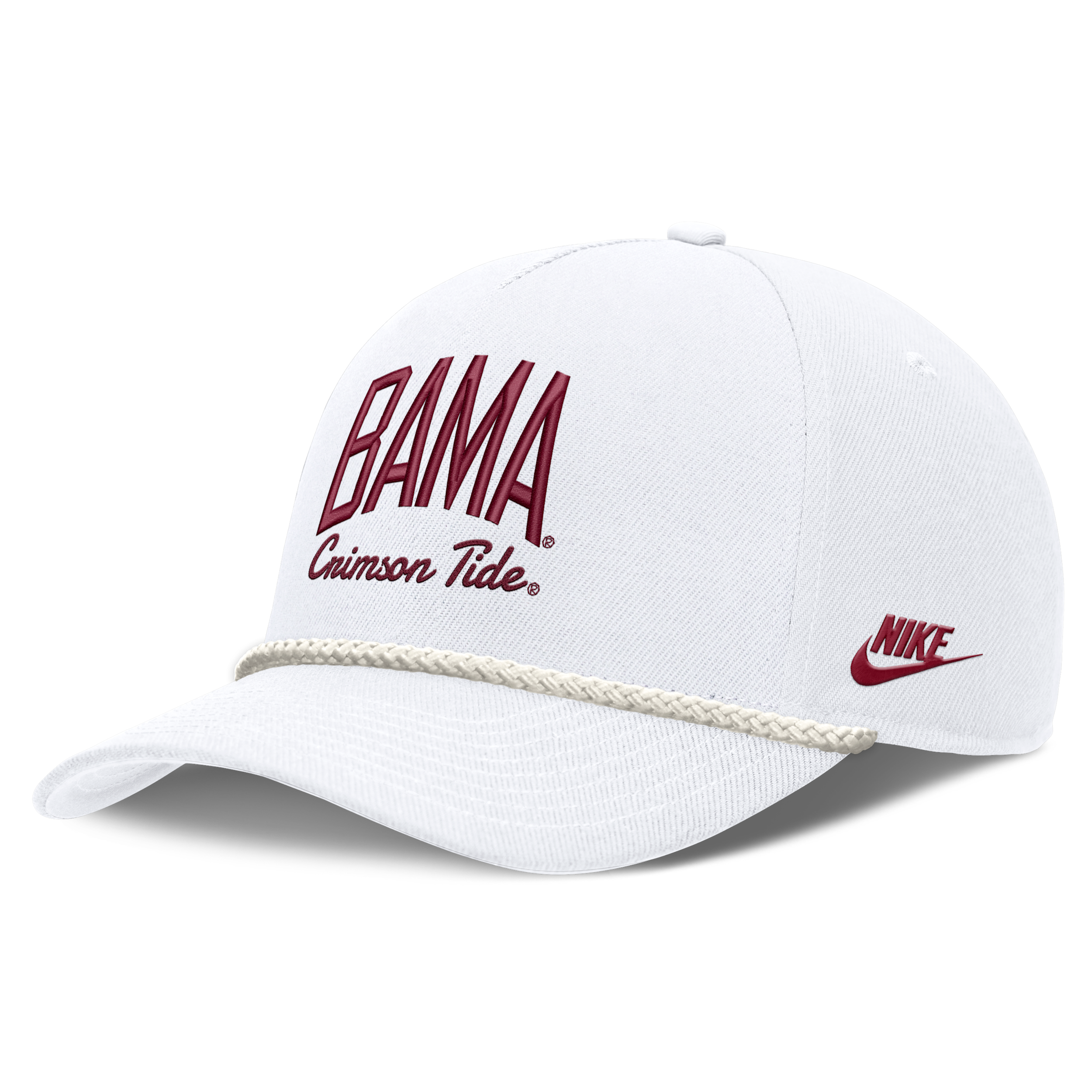 Alabama Legacy Letter Rise Nike Unisex Dri-FIT College A-Frame Adjustable Hat in White | NC0610AABV-HED