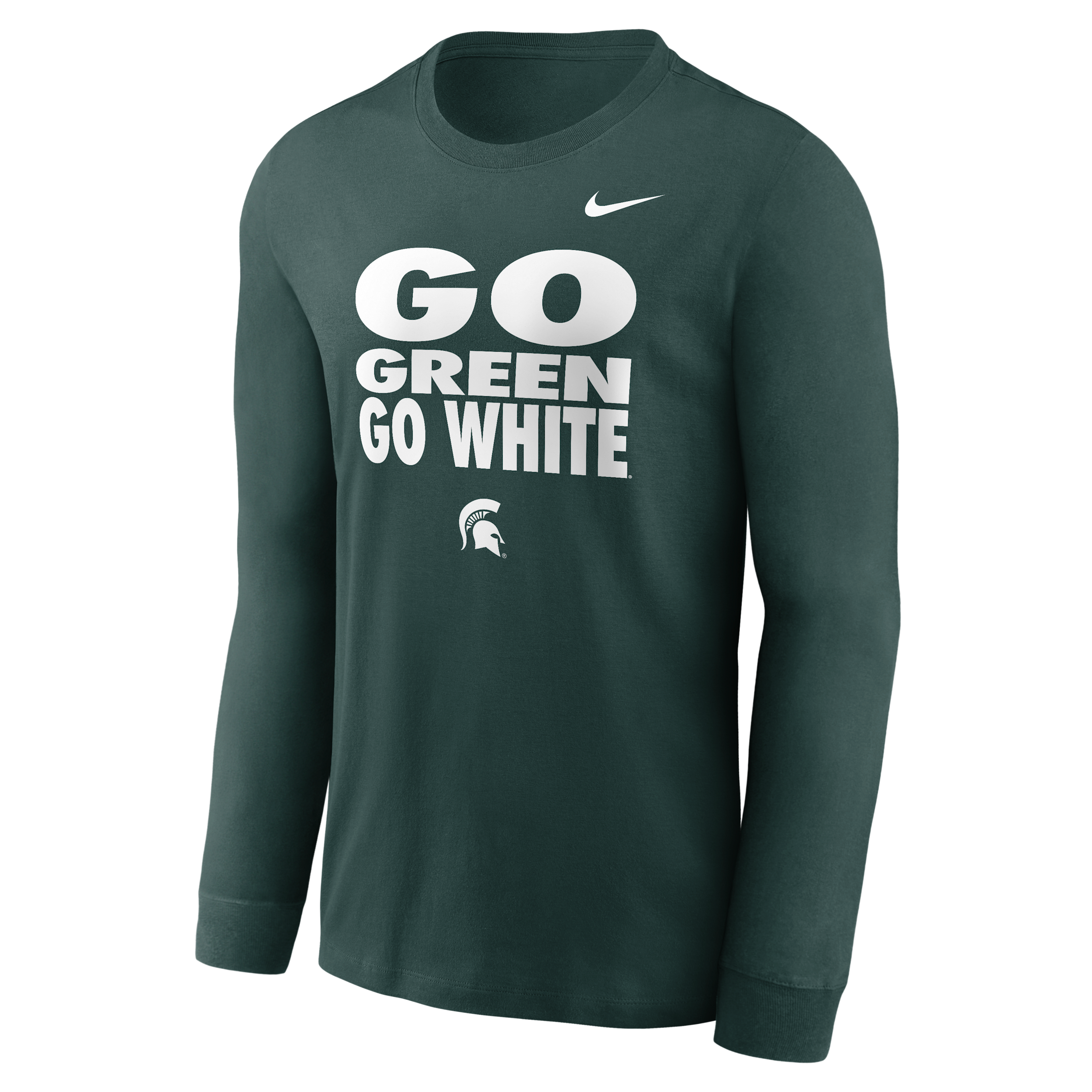 Michigan State Sideline Slogan Nike Men's Dri-FIT College Long-Sleeve T-Shirt in Green | 02EW3EYMST-H2B