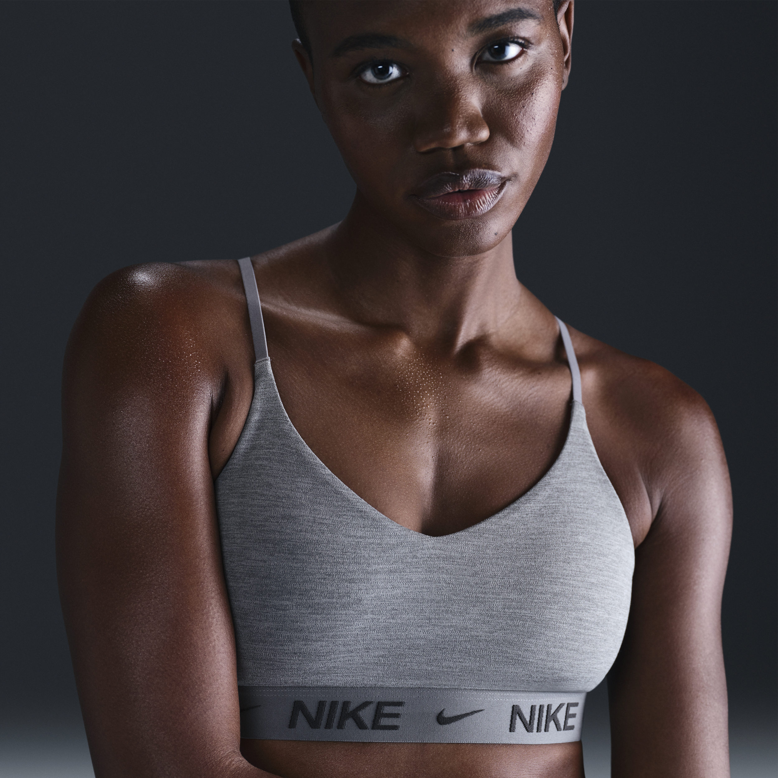 Nike Women's Indy Light Support Padded Adjustable Sports Bra In Grey