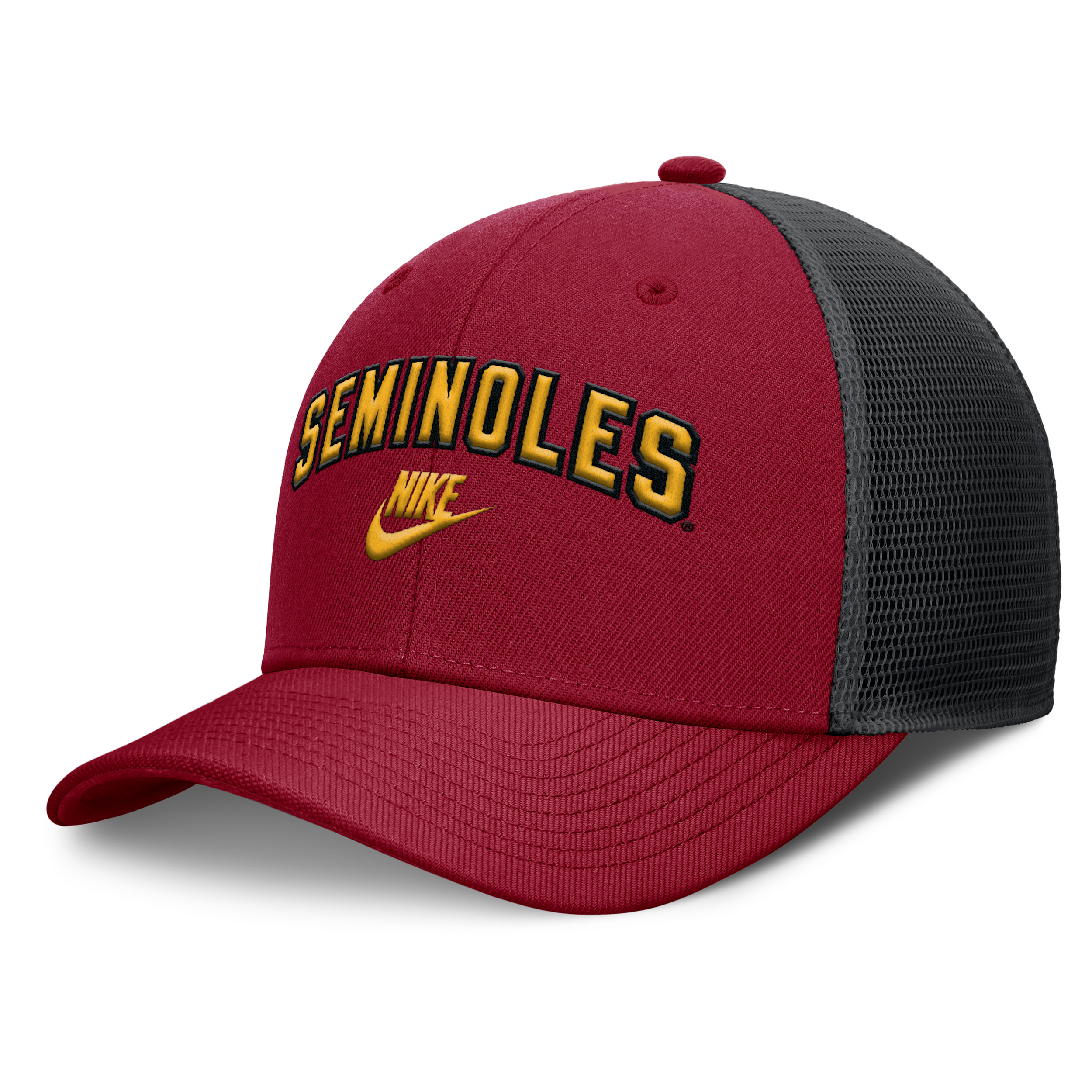 Nike Men's Garnet/black Florida State Seminoles Legacy Arch Rise Performance Trucker Adjustable Hat In Red